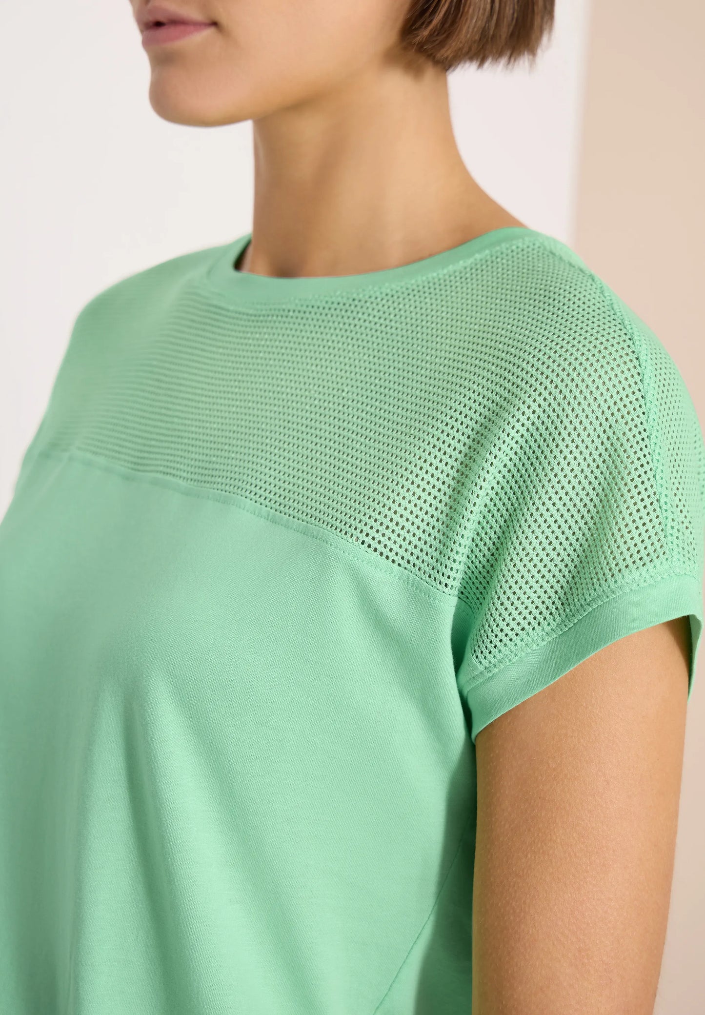 Cecil – T-Shirt mit Boatneck und Mesh-Einsatz