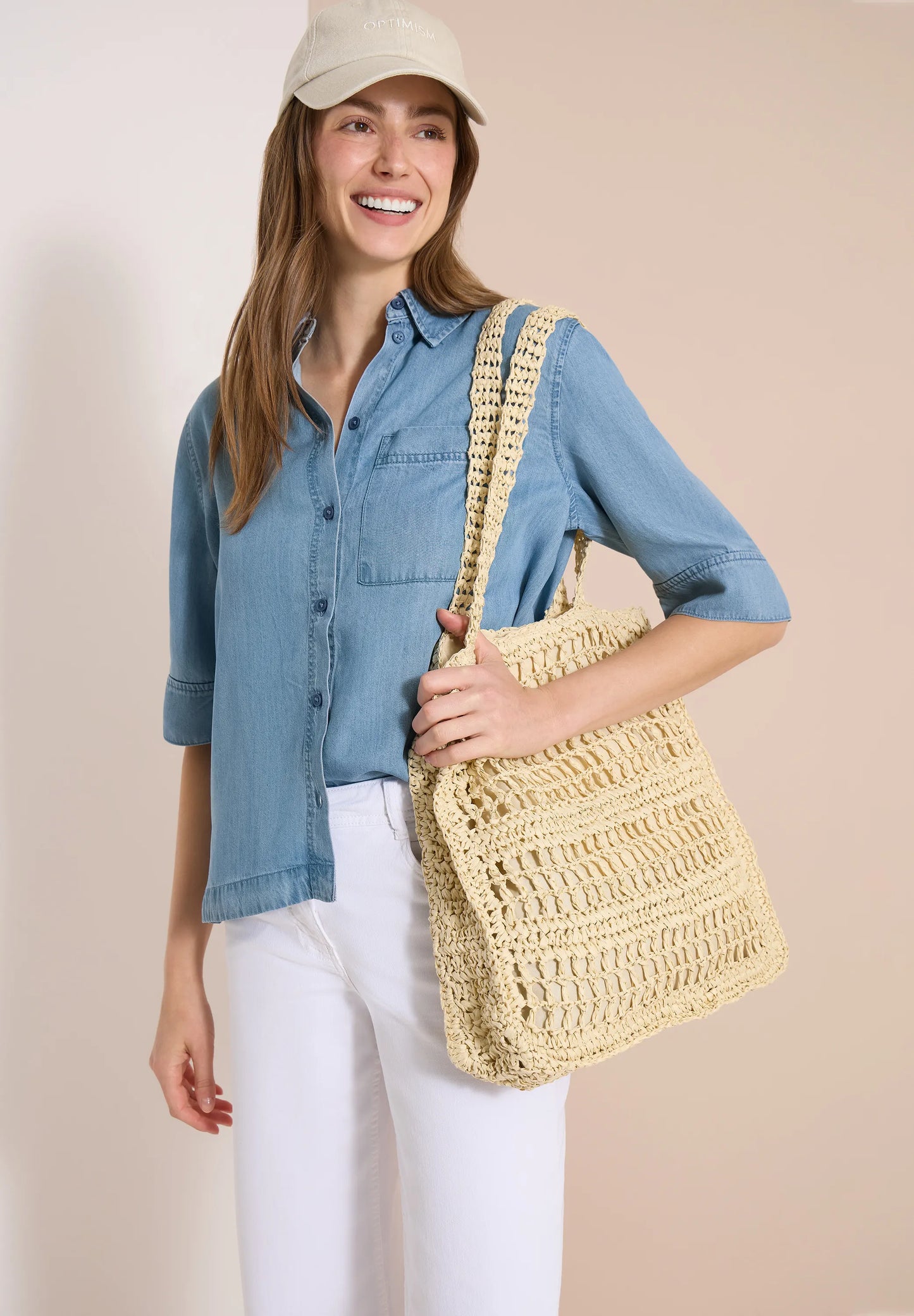 Cecil – Kurzarm Hemdbluse im Denim-Look