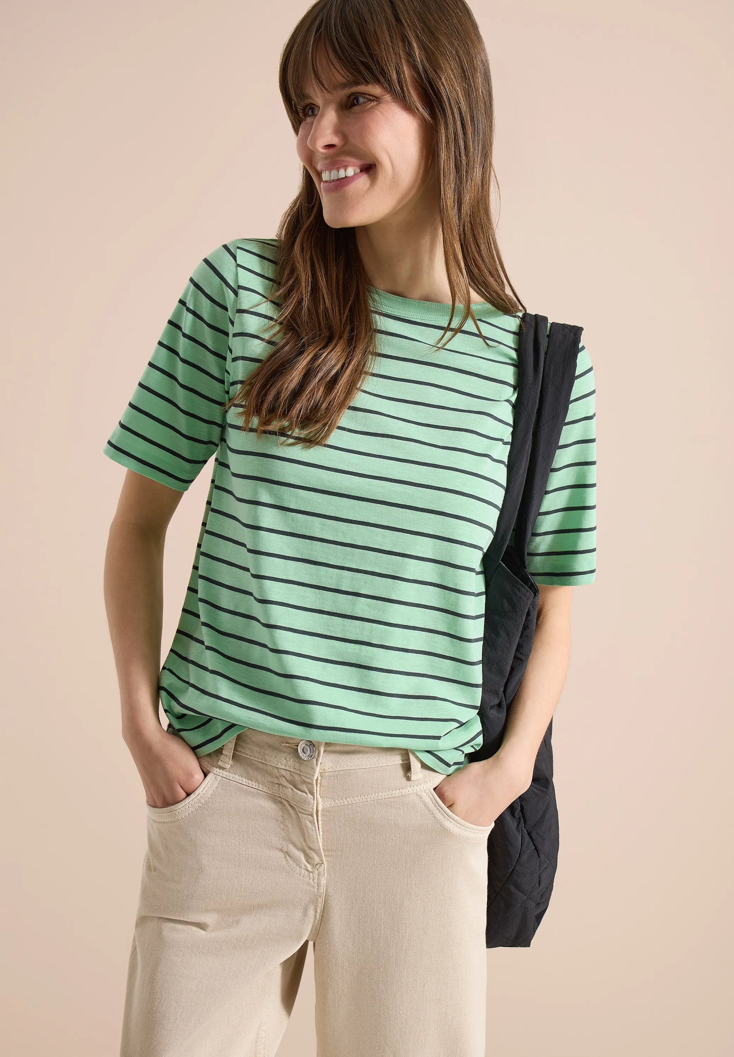 Cecil – T-Shirt mit Boatneck und Streifen