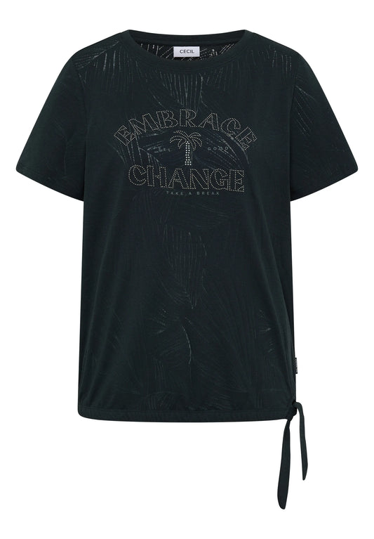 Cecil – Shirt im Ausbrenner-Look mit Wording