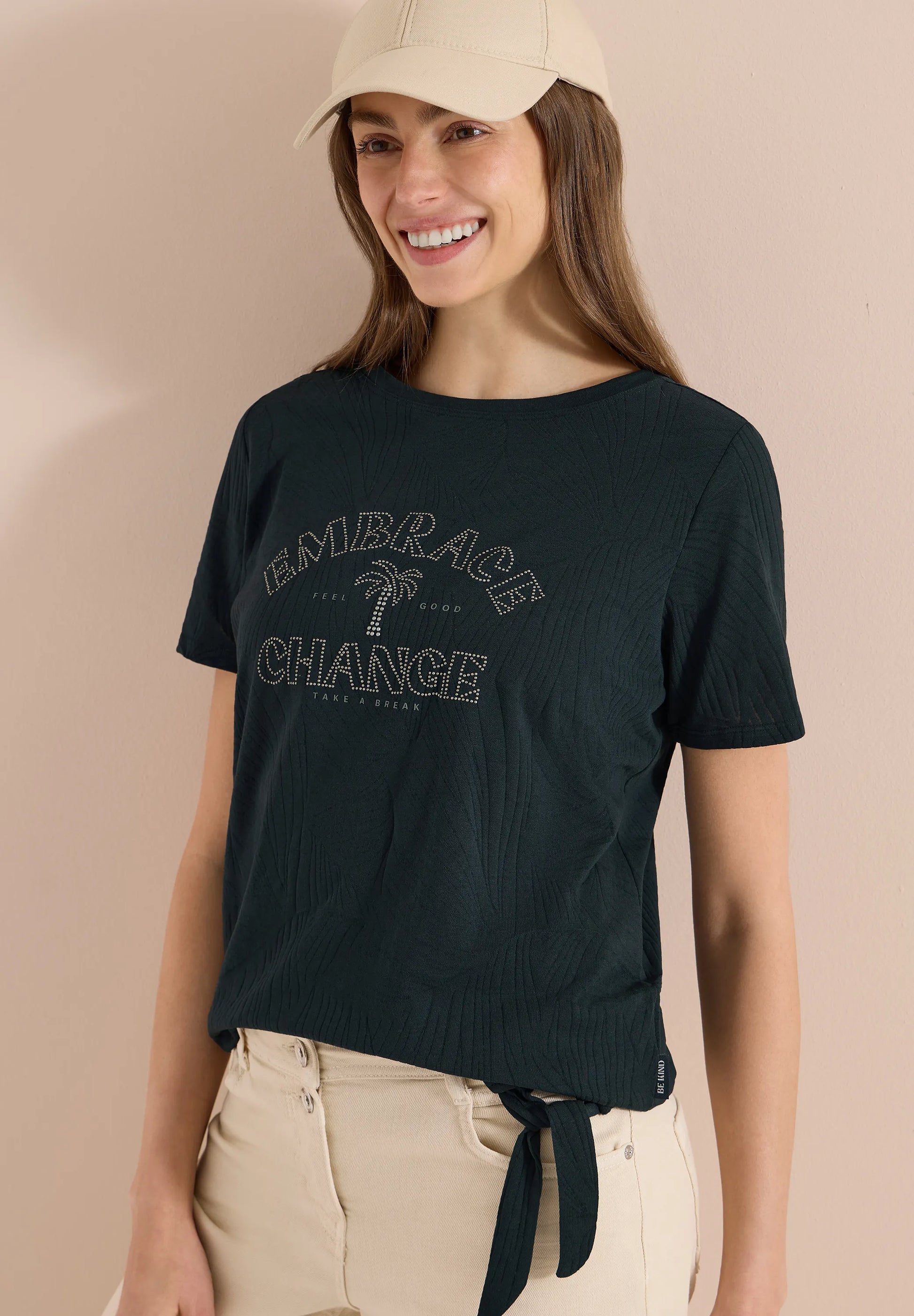 Cecil – Shirt im Ausbrenner-Look mit Wording