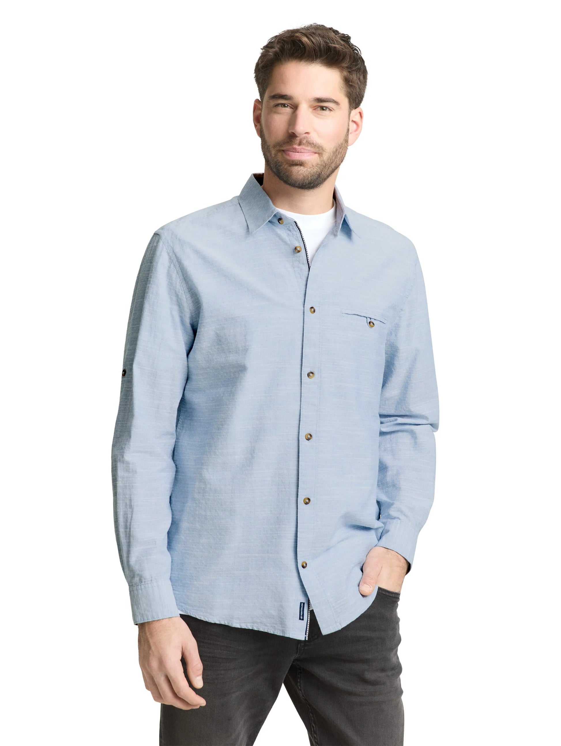 Tom Tailor – Regular Fit Hemd mit Turn-Up-Funktion