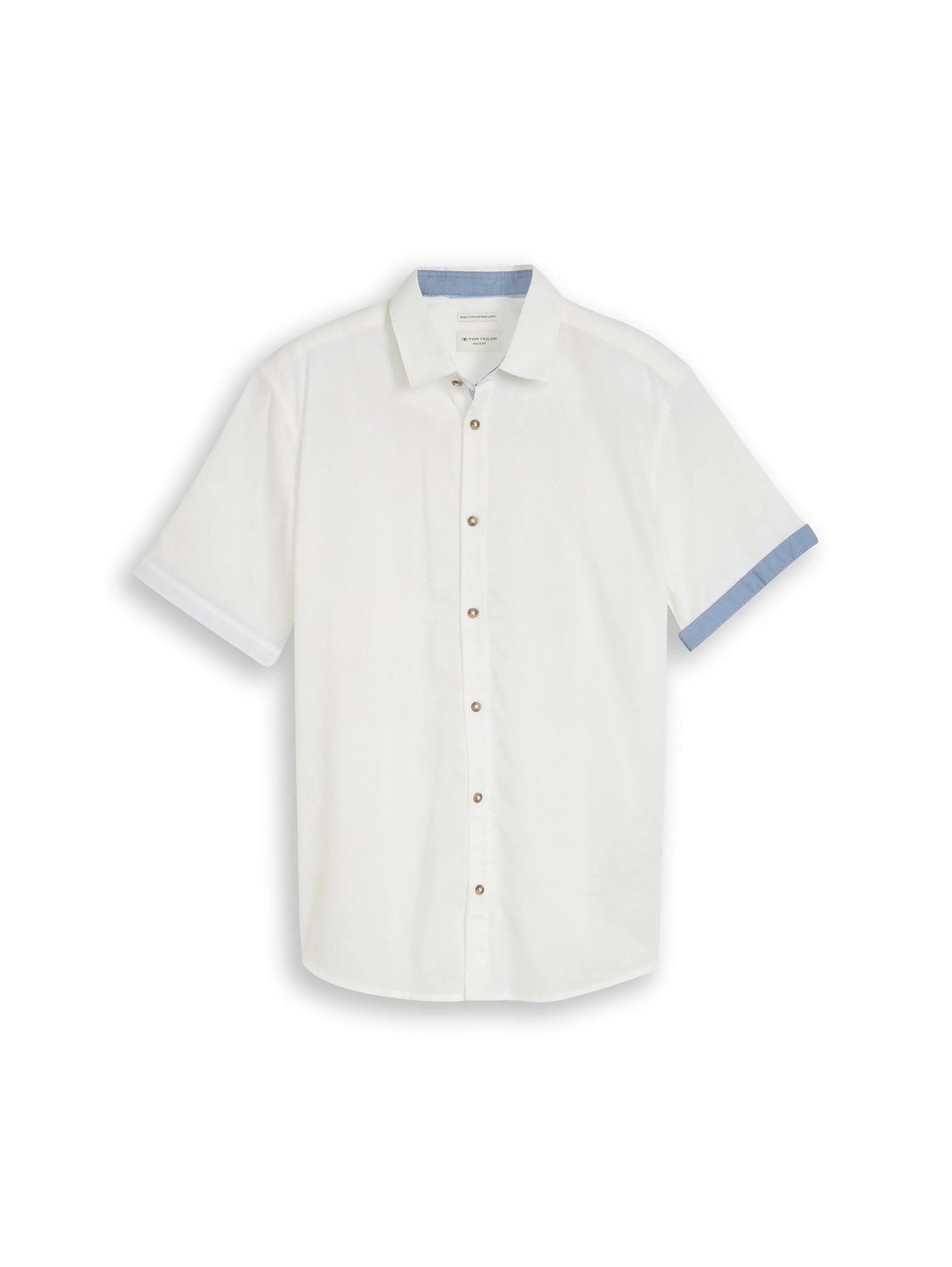 Tom Tailor – Regular Fit Kurzarmhemd mit Leinenanteil