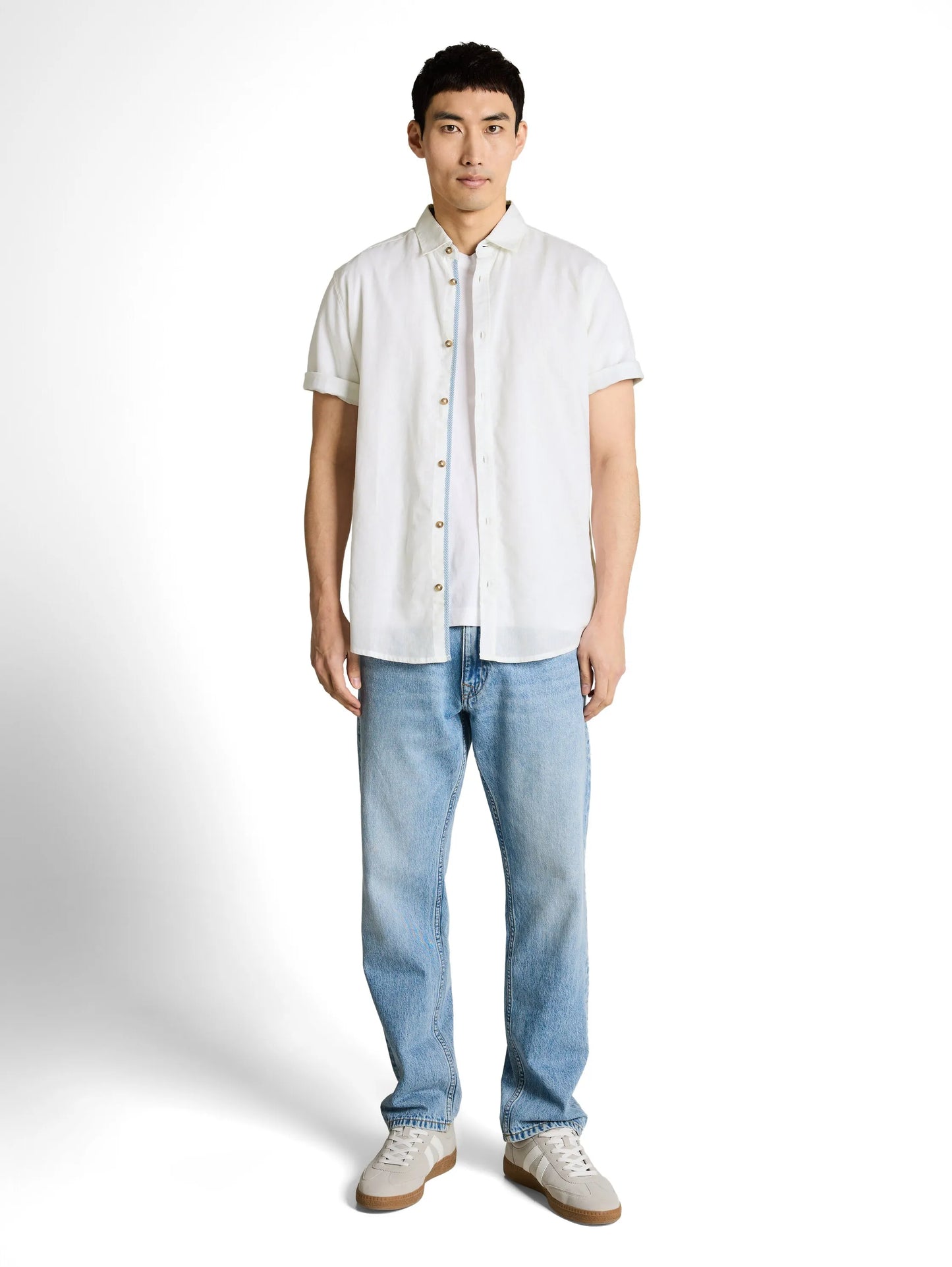 Tom Tailor – Regular Fit Kurzarmhemd mit Leinenanteil