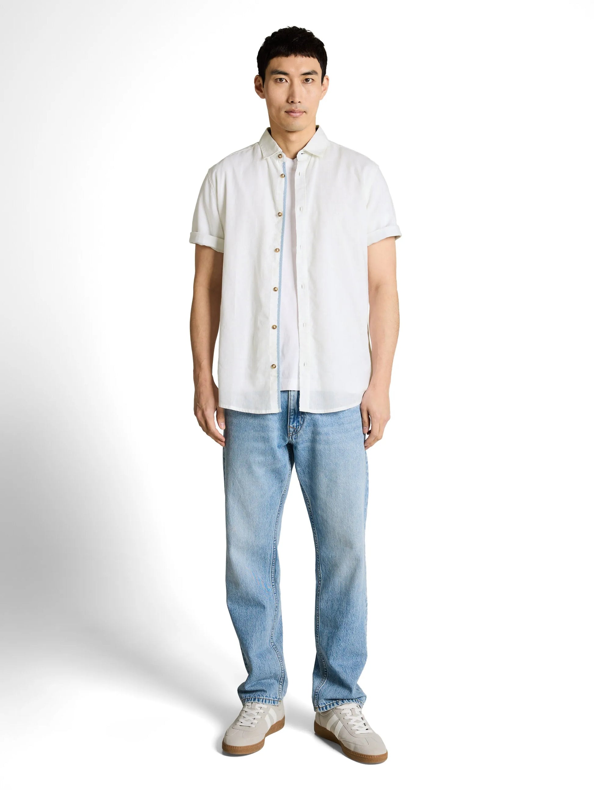 Tom Tailor – Regular Fit Kurzarmhemd mit Leinenanteil