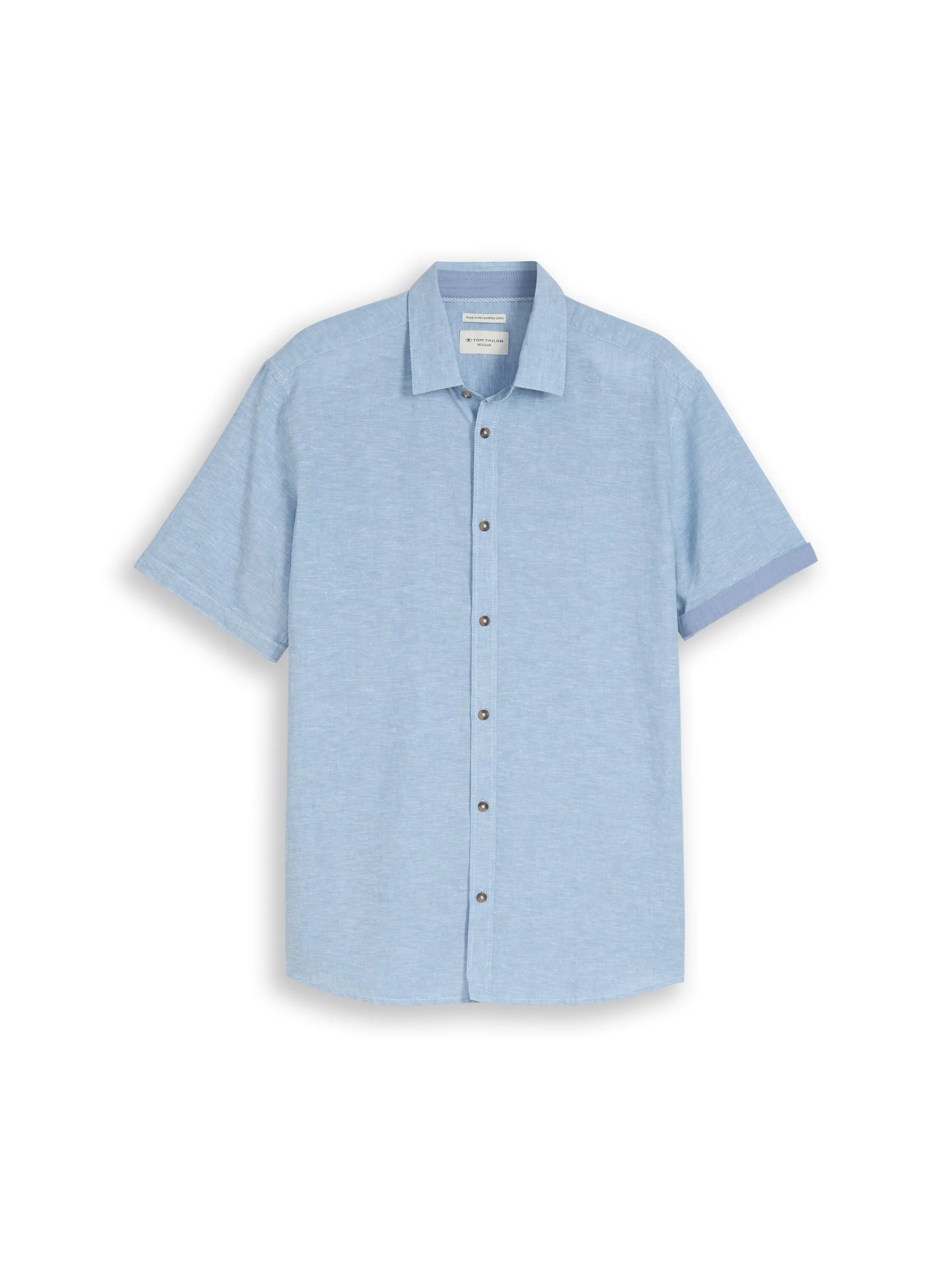 Tom Tailor – Regular Fit Kurzarmhemd mit Leinenanteil