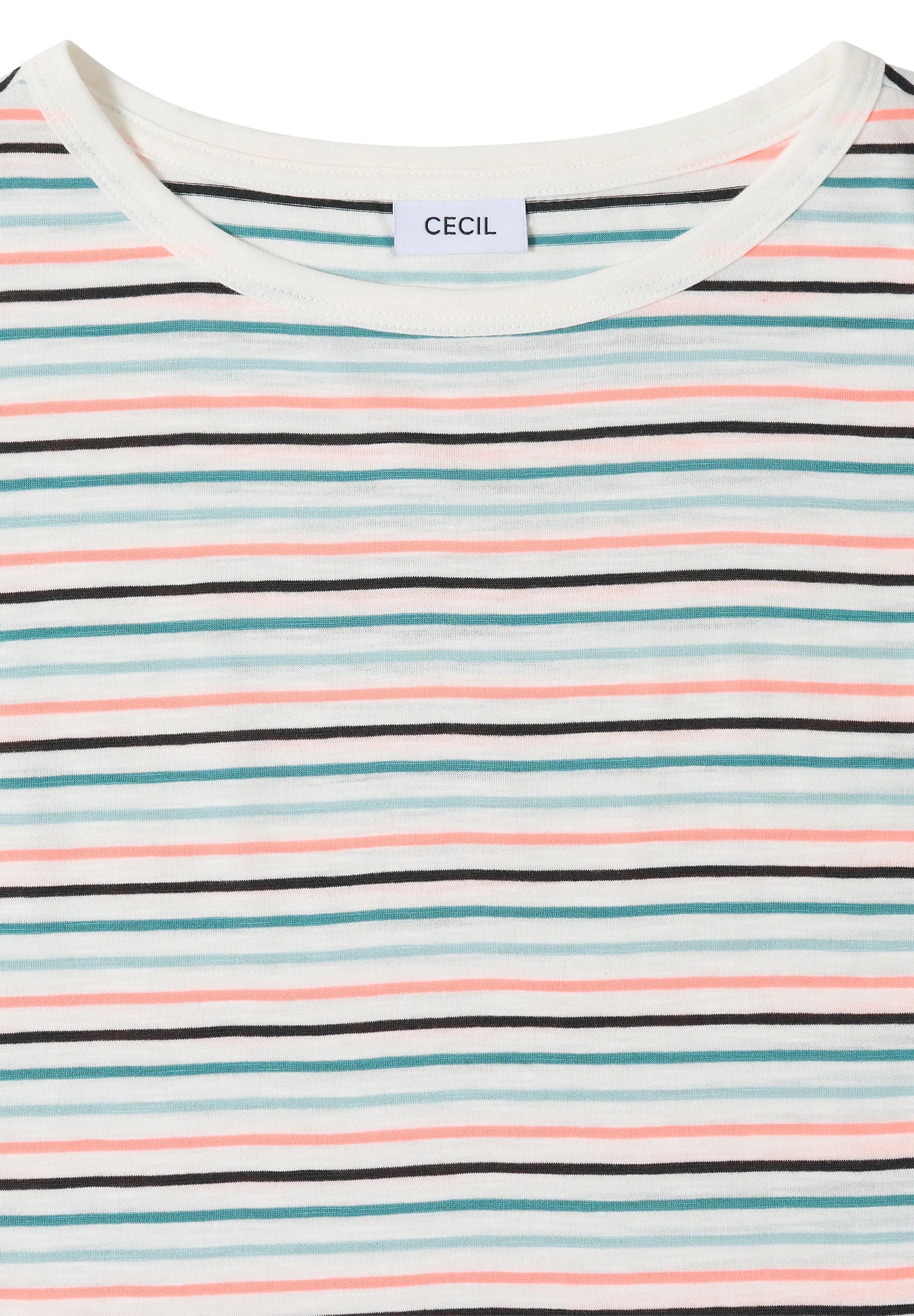 Cecil – T-Shirt mit Boat Neck und Turn-Up-Detail