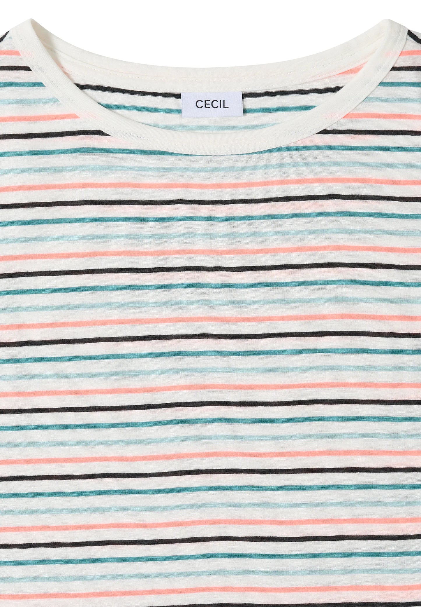 Cecil – T-Shirt mit Boat Neck und Turn-Up-Detail