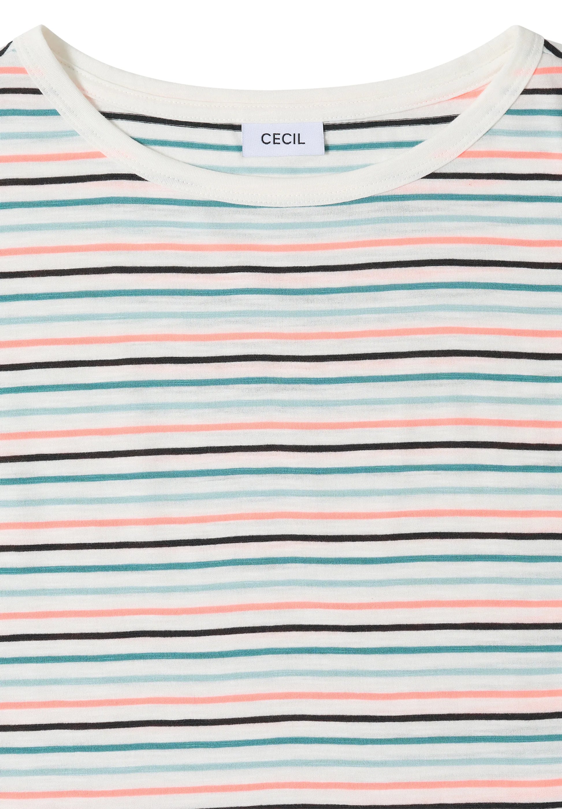 Cecil – T-Shirt mit Boat Neck und Turn-Up-Detail