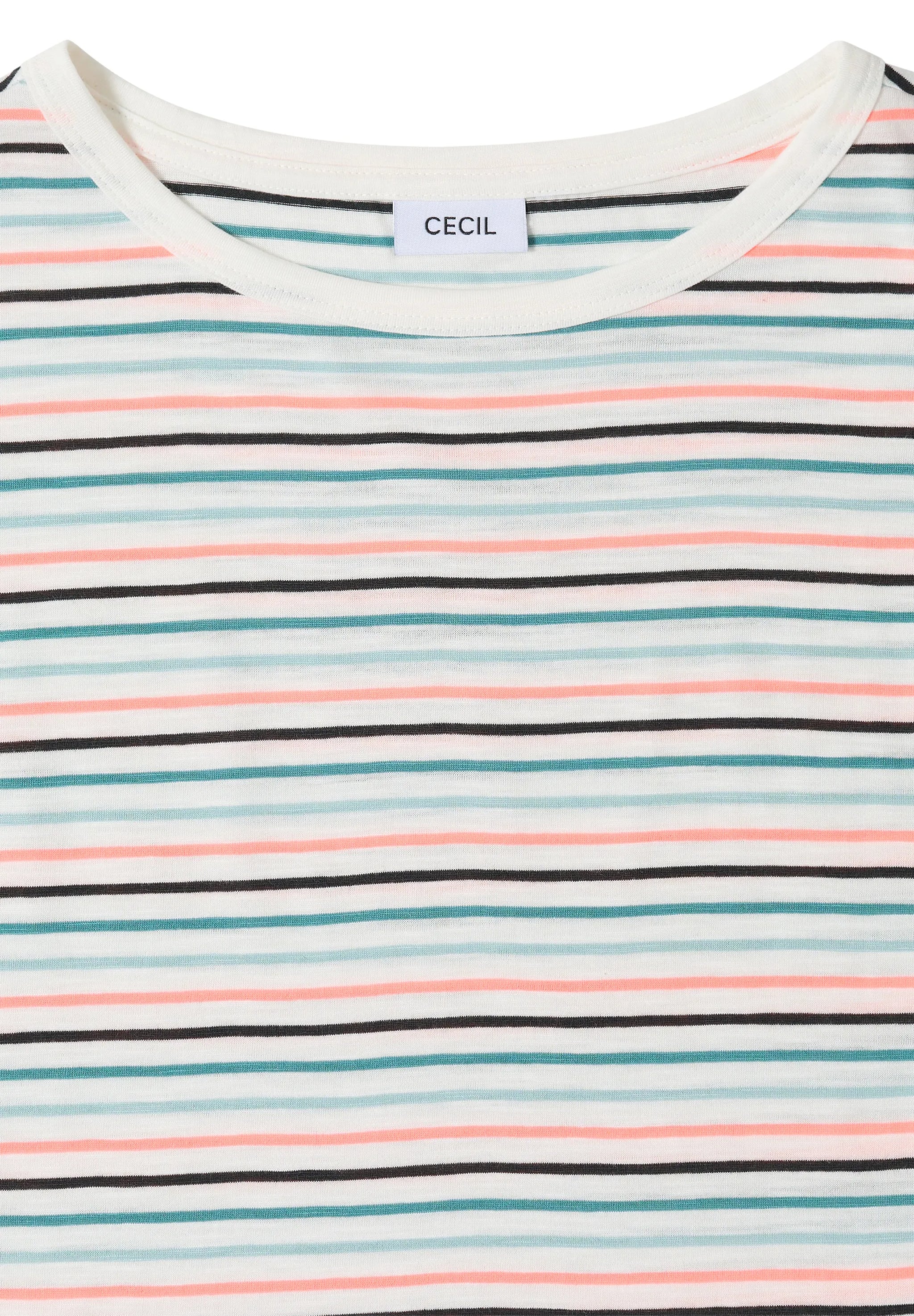 Cecil – T-Shirt mit Boat Neck und Turn-Up-Detail