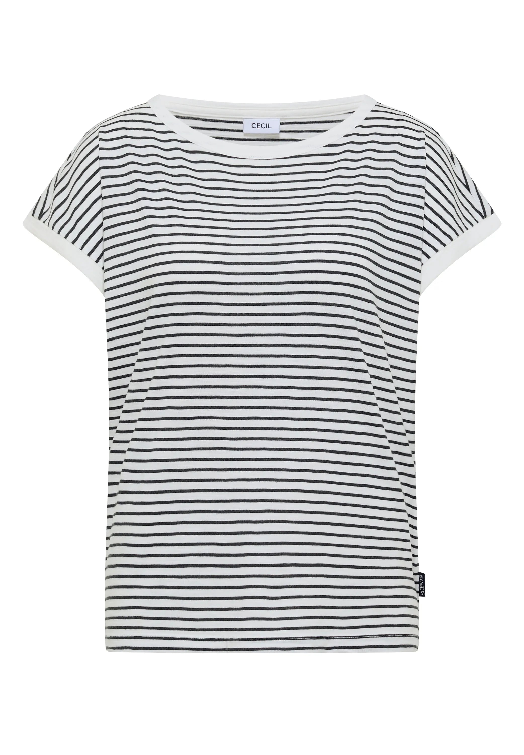 Cecil – T-Shirt mit Boat Neck und Streifen