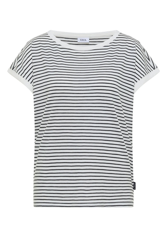 Cecil – T-Shirt mit Boat Neck und Streifen