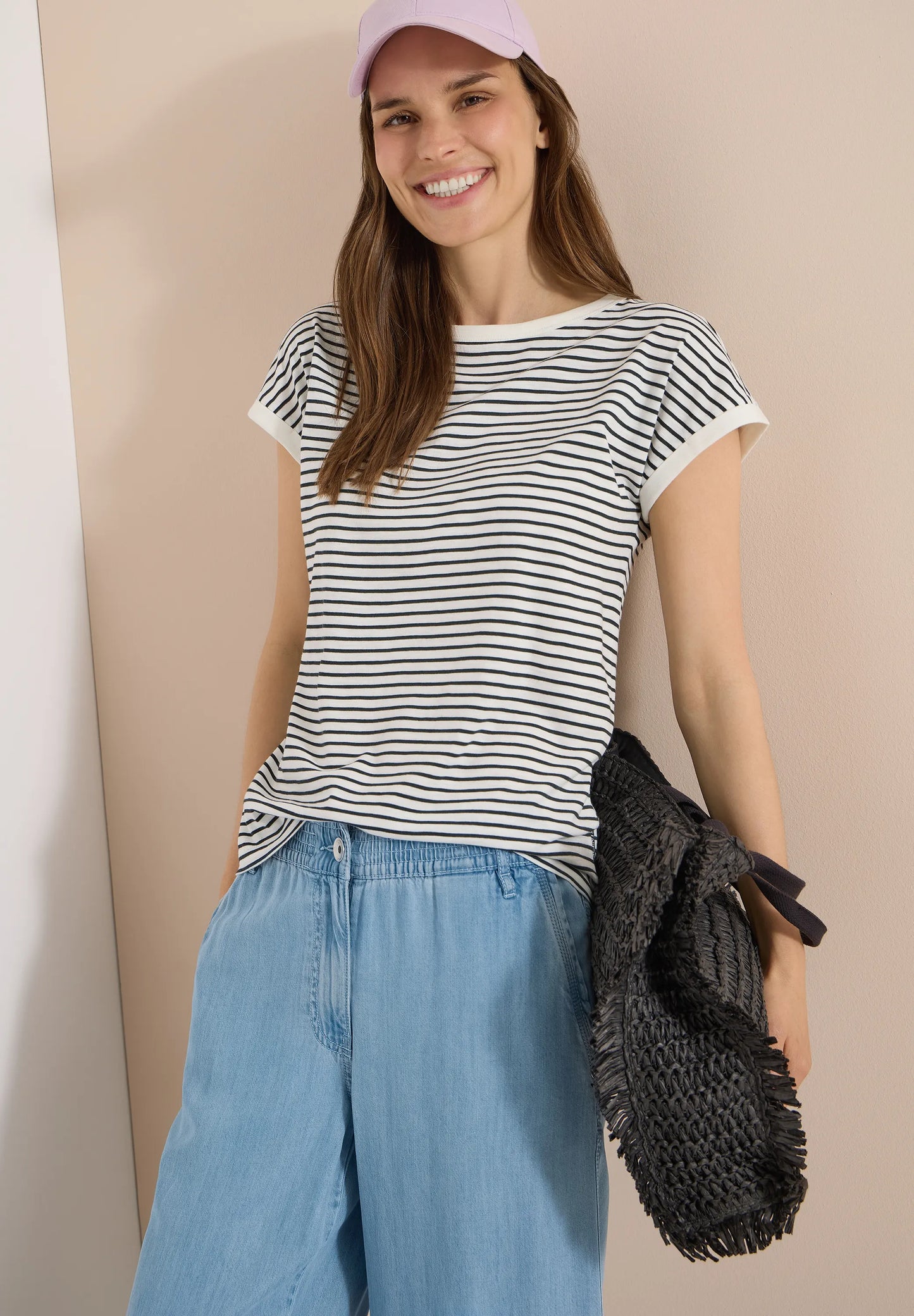 Cecil – T-Shirt mit Boat Neck und Streifen