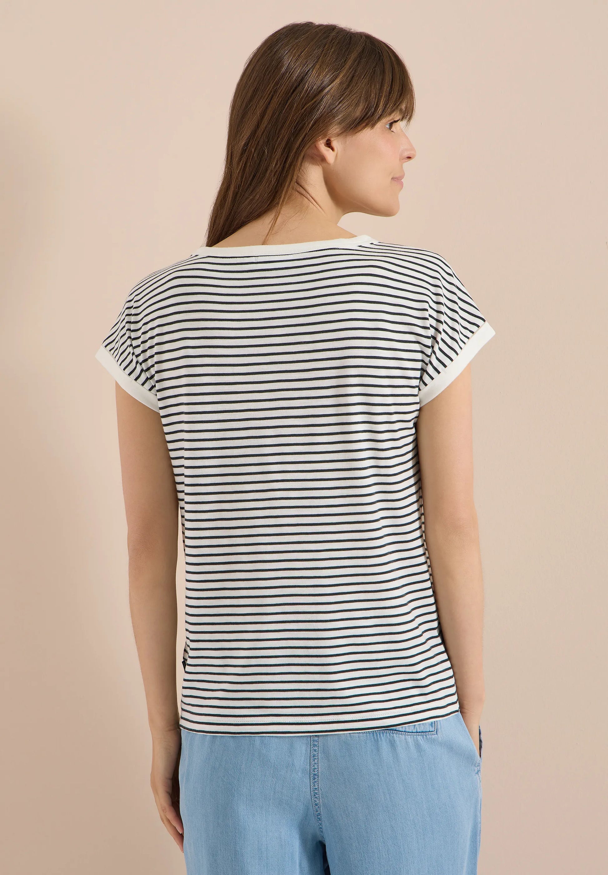 Cecil – T-Shirt mit Boat Neck und Streifen