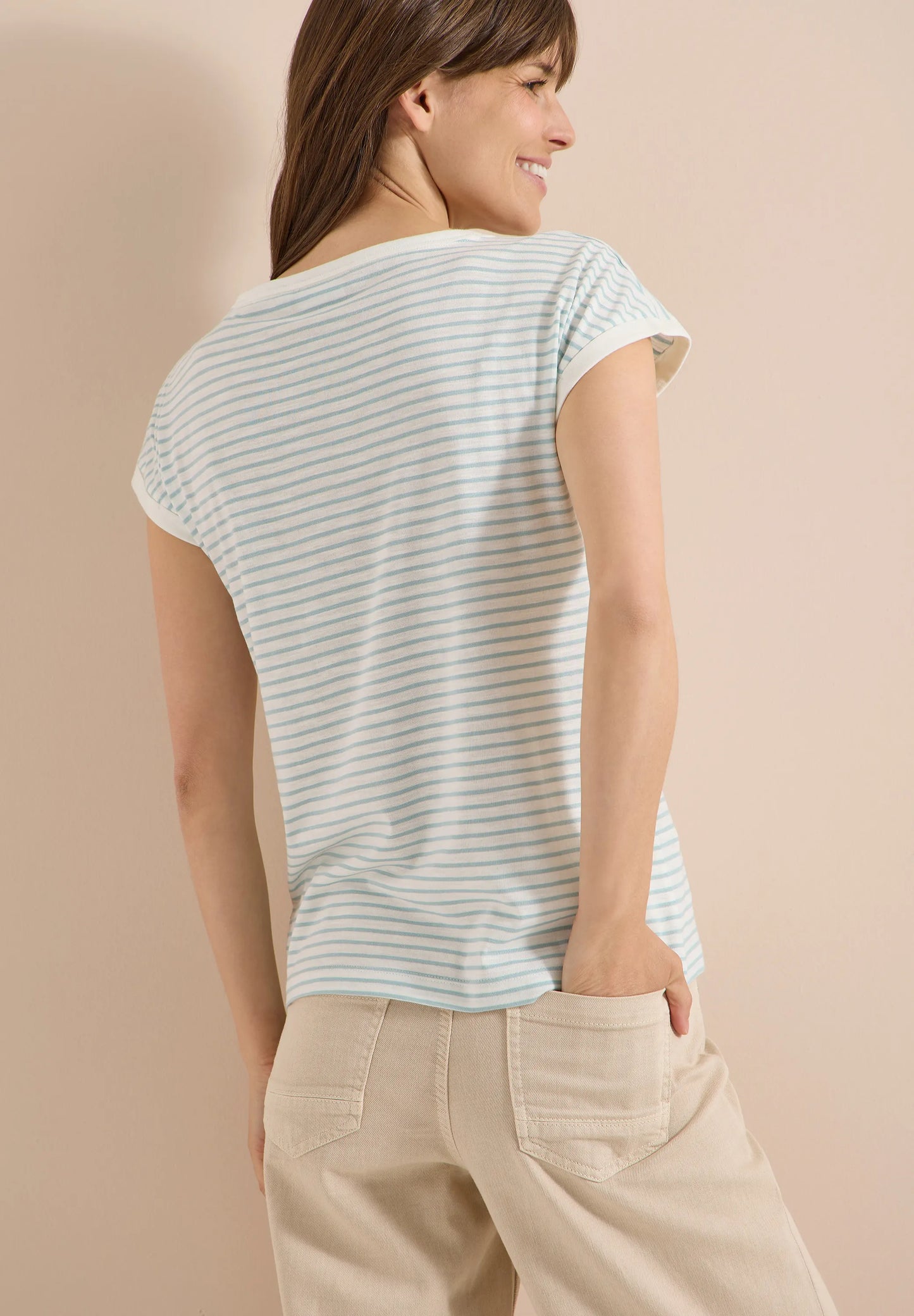 Cecil – T-Shirt mit Boat Neck und Streifen