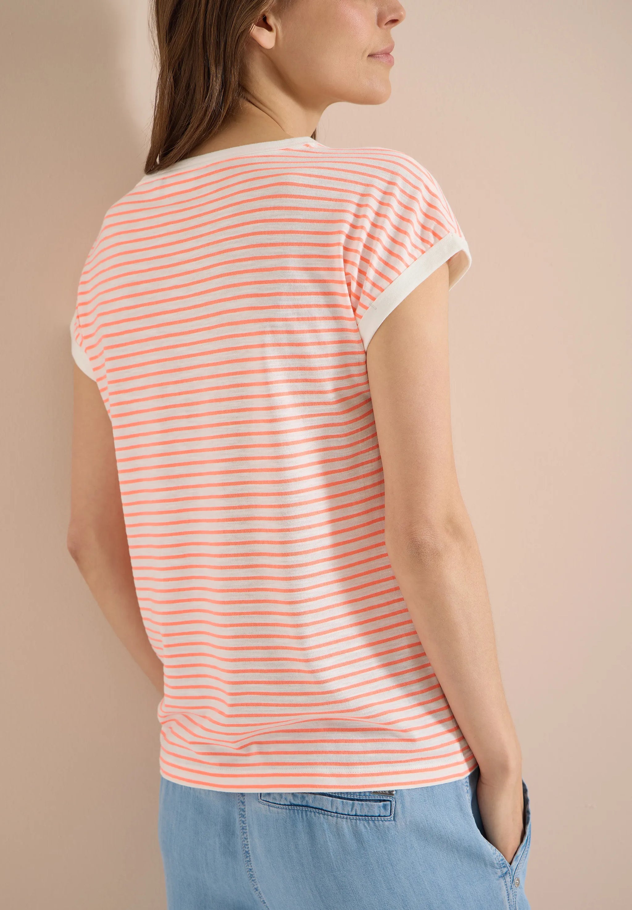 Cecil – T-Shirt mit Boat Neck und Streifen