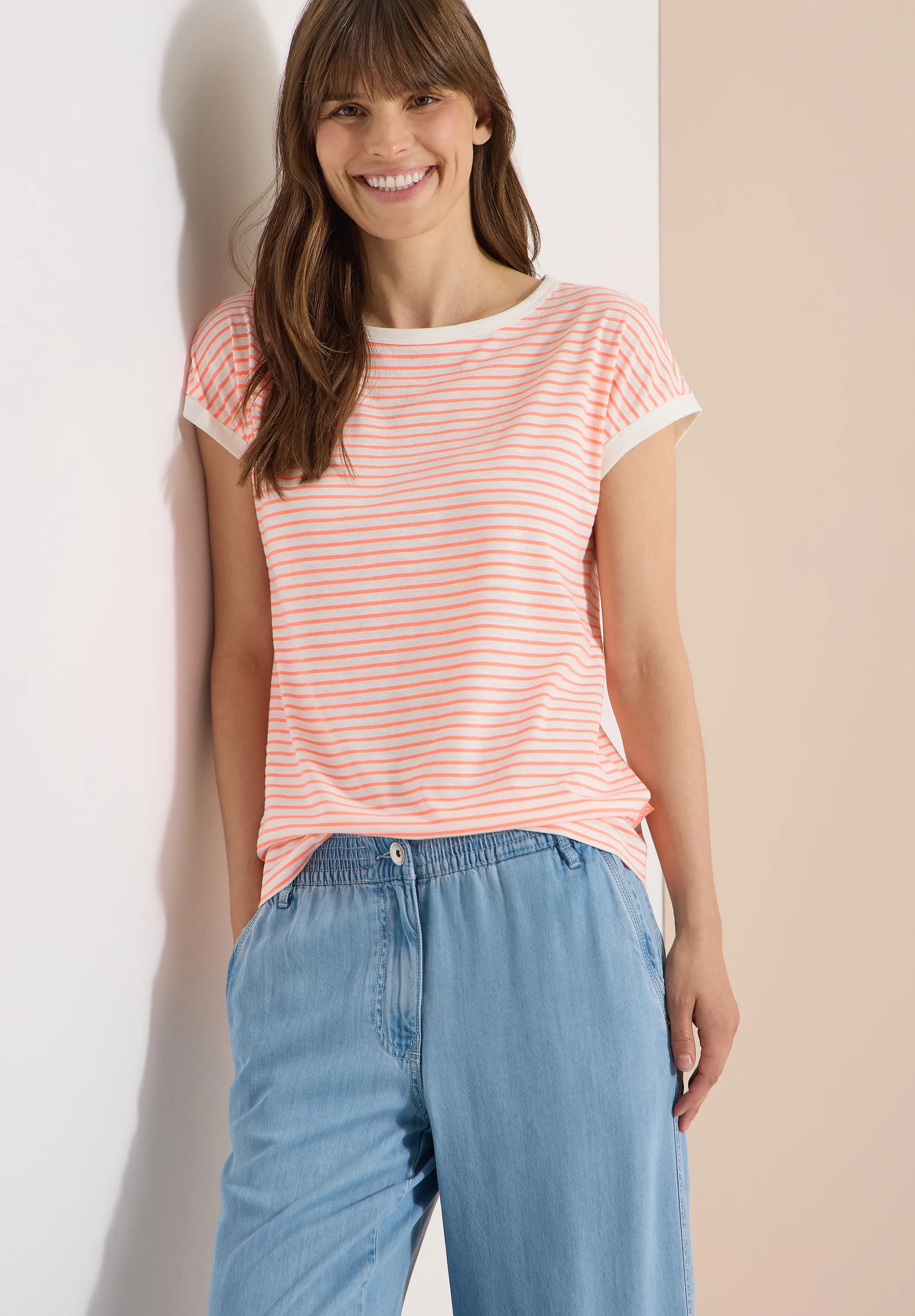 Cecil – T-Shirt mit Boat Neck und Streifen
