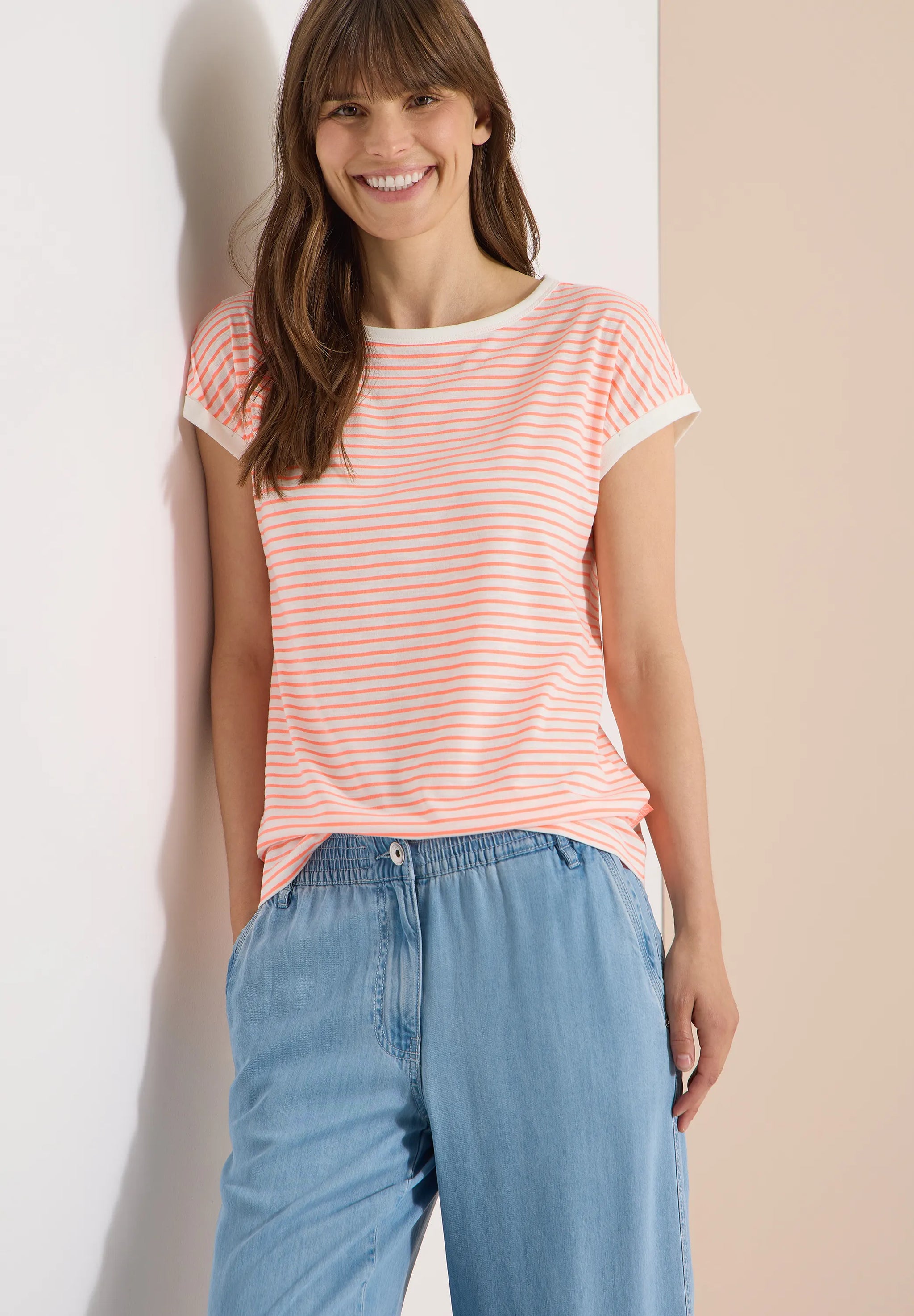 Cecil – T-Shirt mit Boat Neck und Streifen