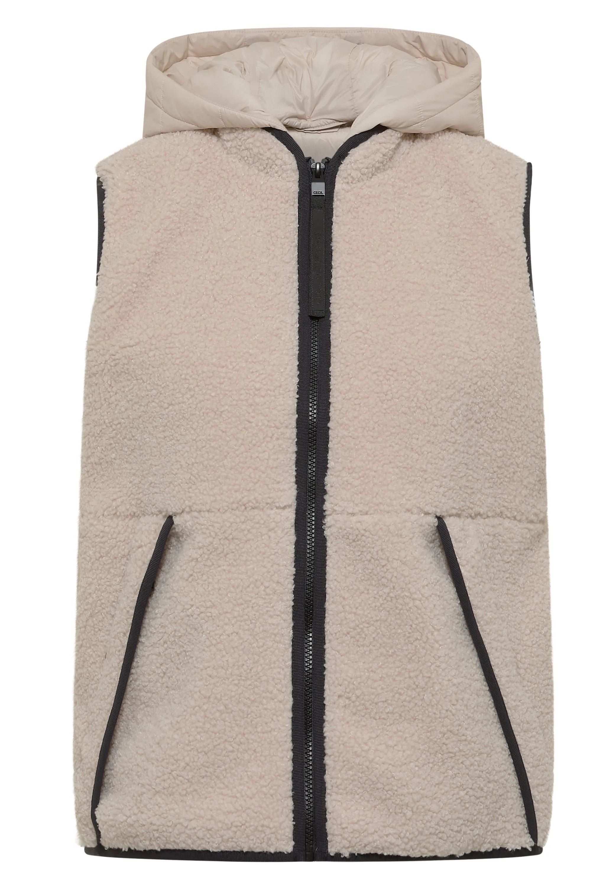 Cecil Damen Teddy-Weste mit abnehmbarer Kapuze