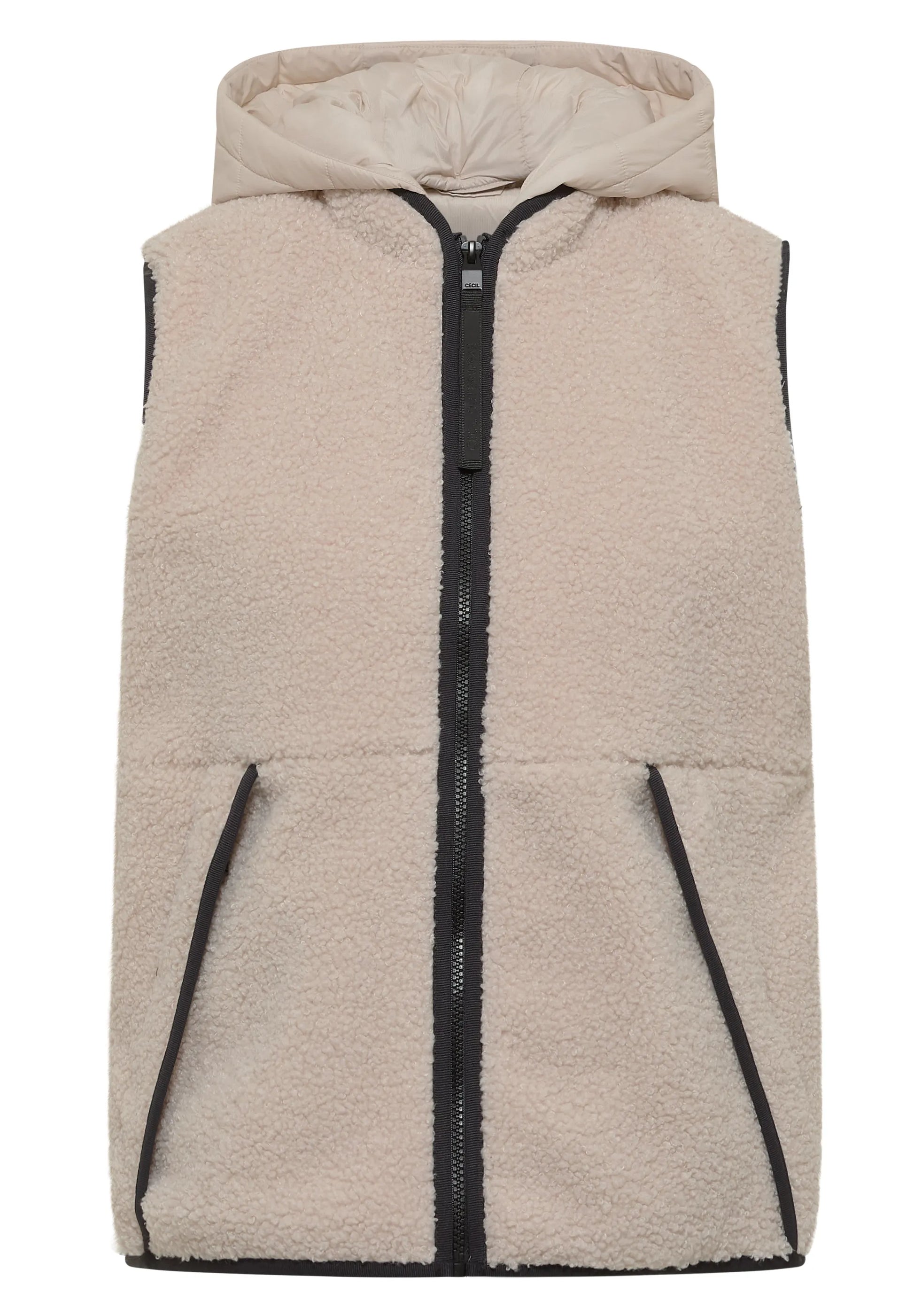 Cecil Damen Teddy-Weste mit abnehmbarer Kapuze