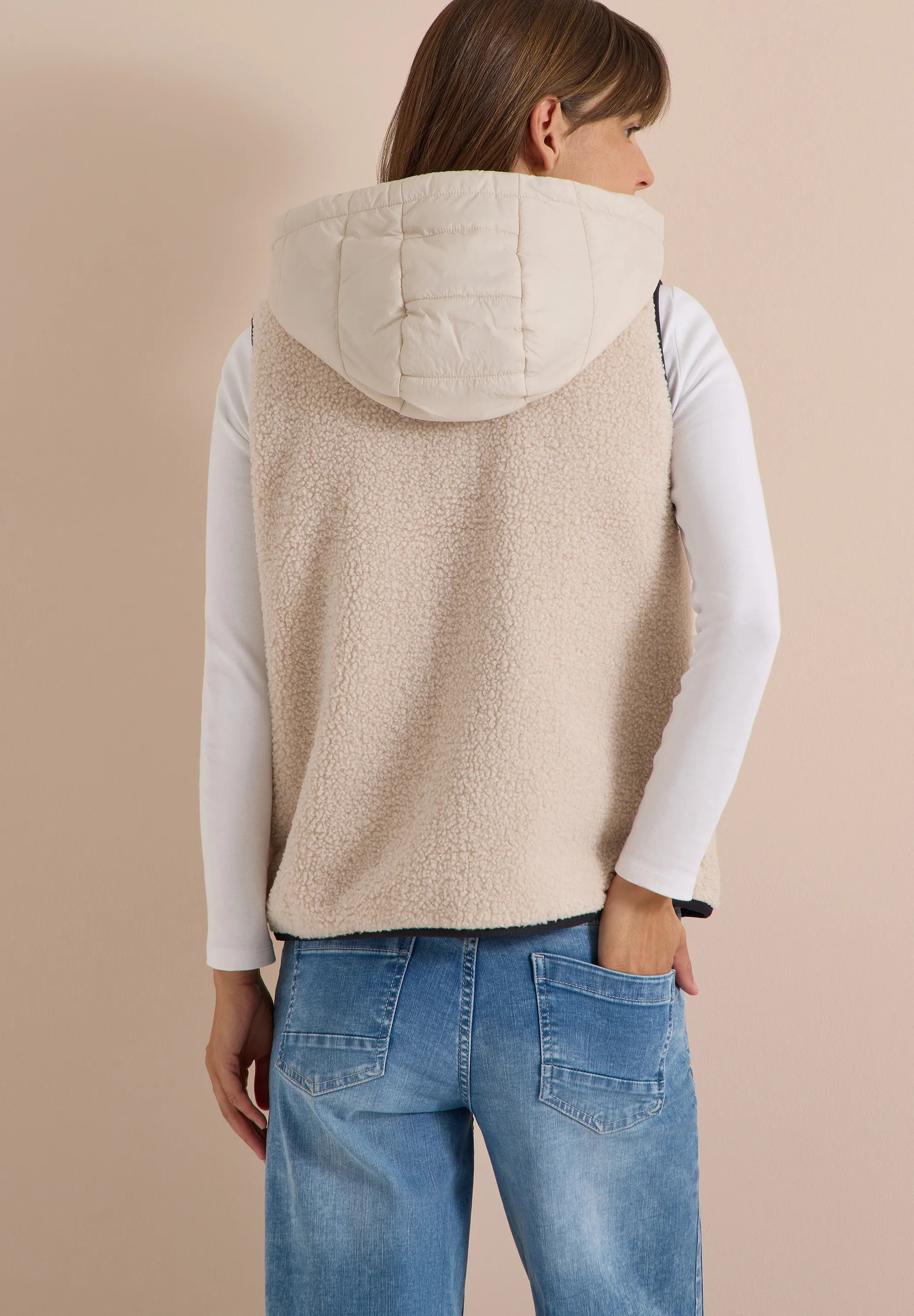 Cecil Damen Teddy-Weste mit abnehmbarer Kapuze