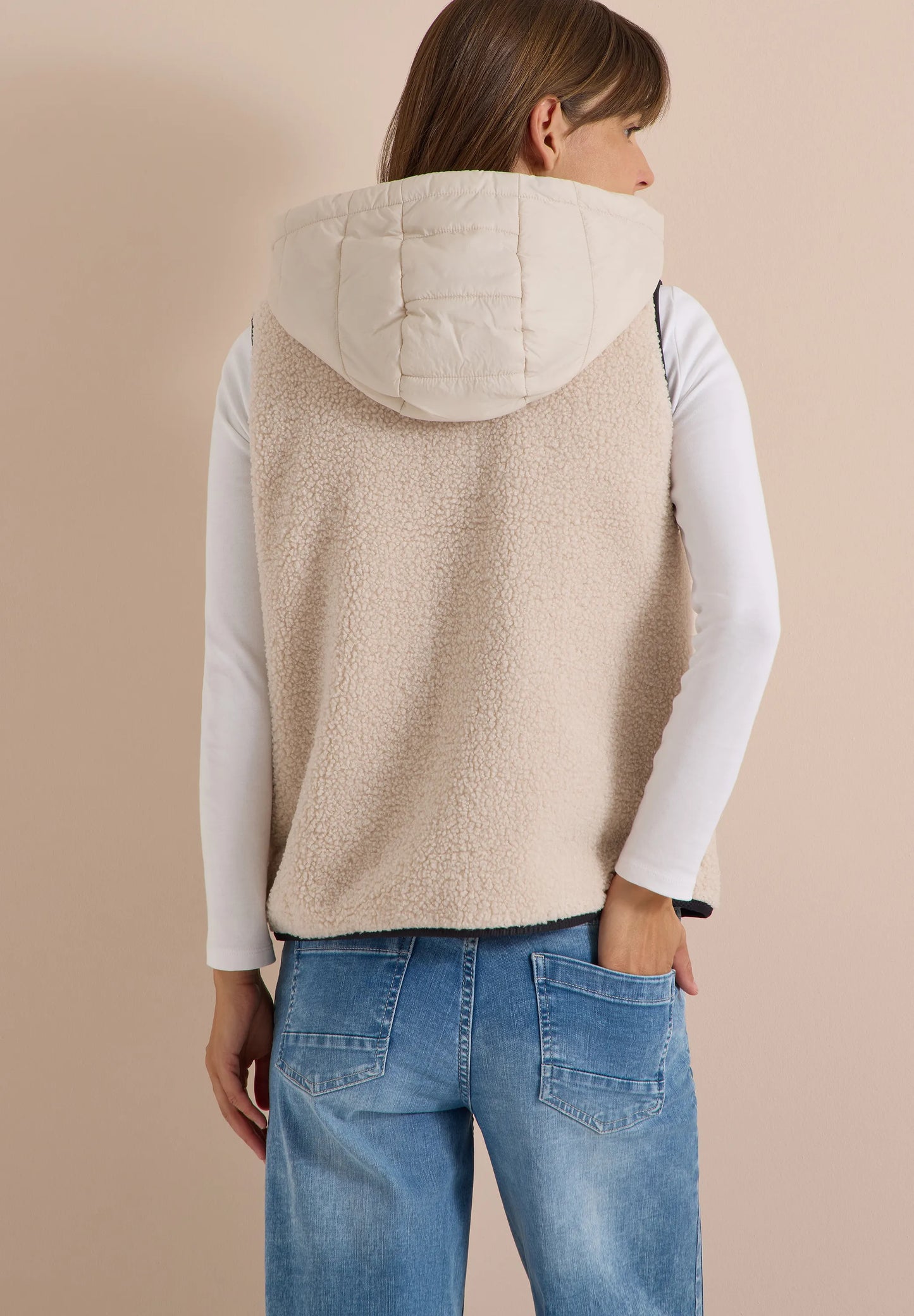 Cecil Damen Teddy-Weste mit abnehmbarer Kapuze