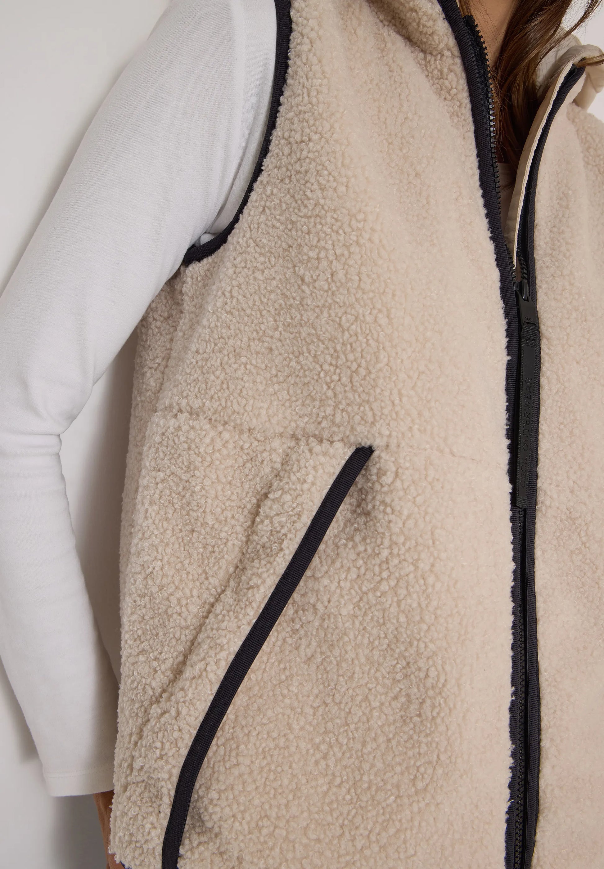 Cecil Damen Teddy-Weste mit abnehmbarer Kapuze