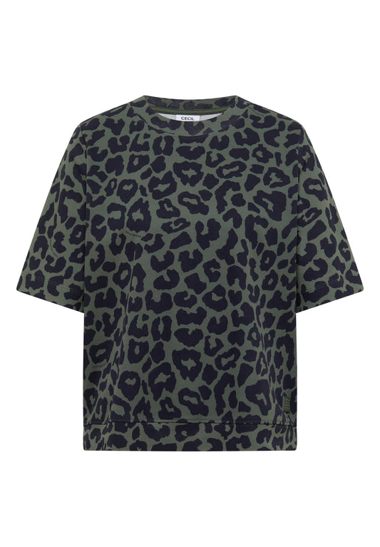 Cecil Damen T-Shirt mit Rundhals und Leo-Muster