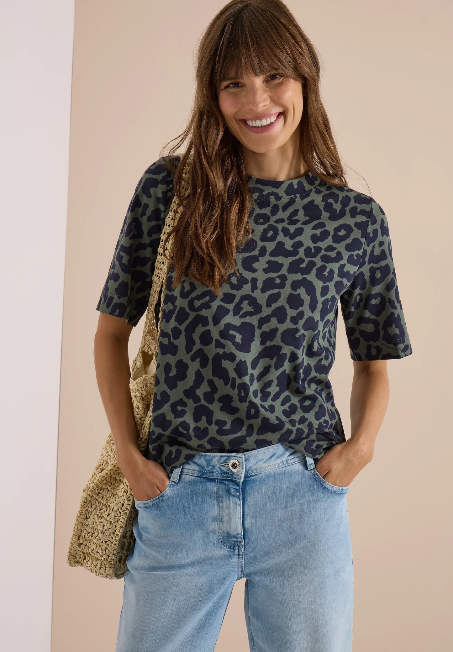 Cecil Damen T-Shirt mit Rundhals und Leo-Muster