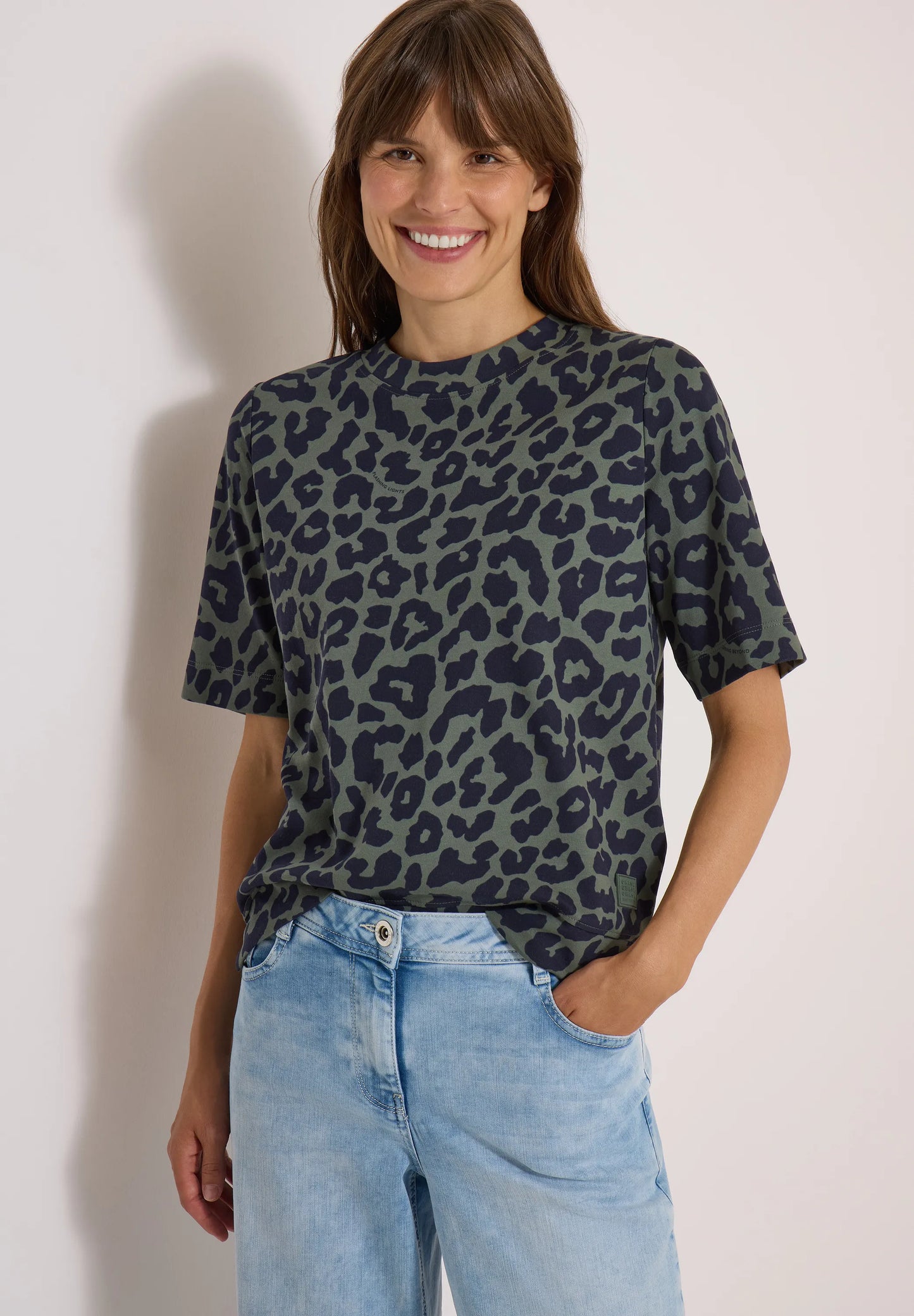 Cecil Damen T-Shirt mit Rundhals und Leo-Muster