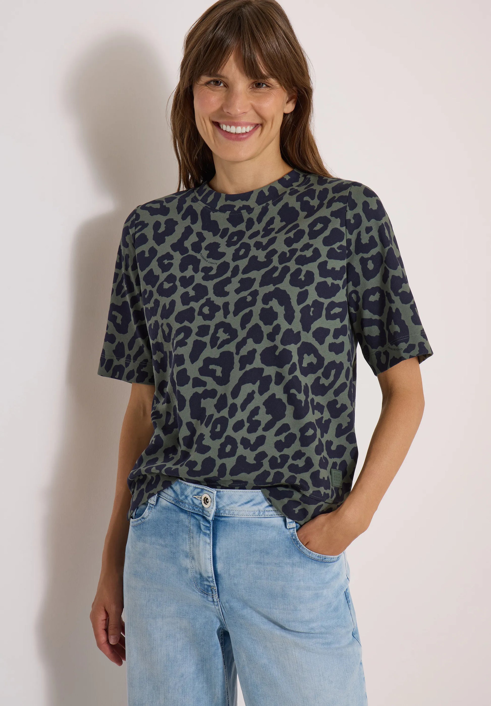 Cecil Damen T-Shirt mit Rundhals und Leo-Muster