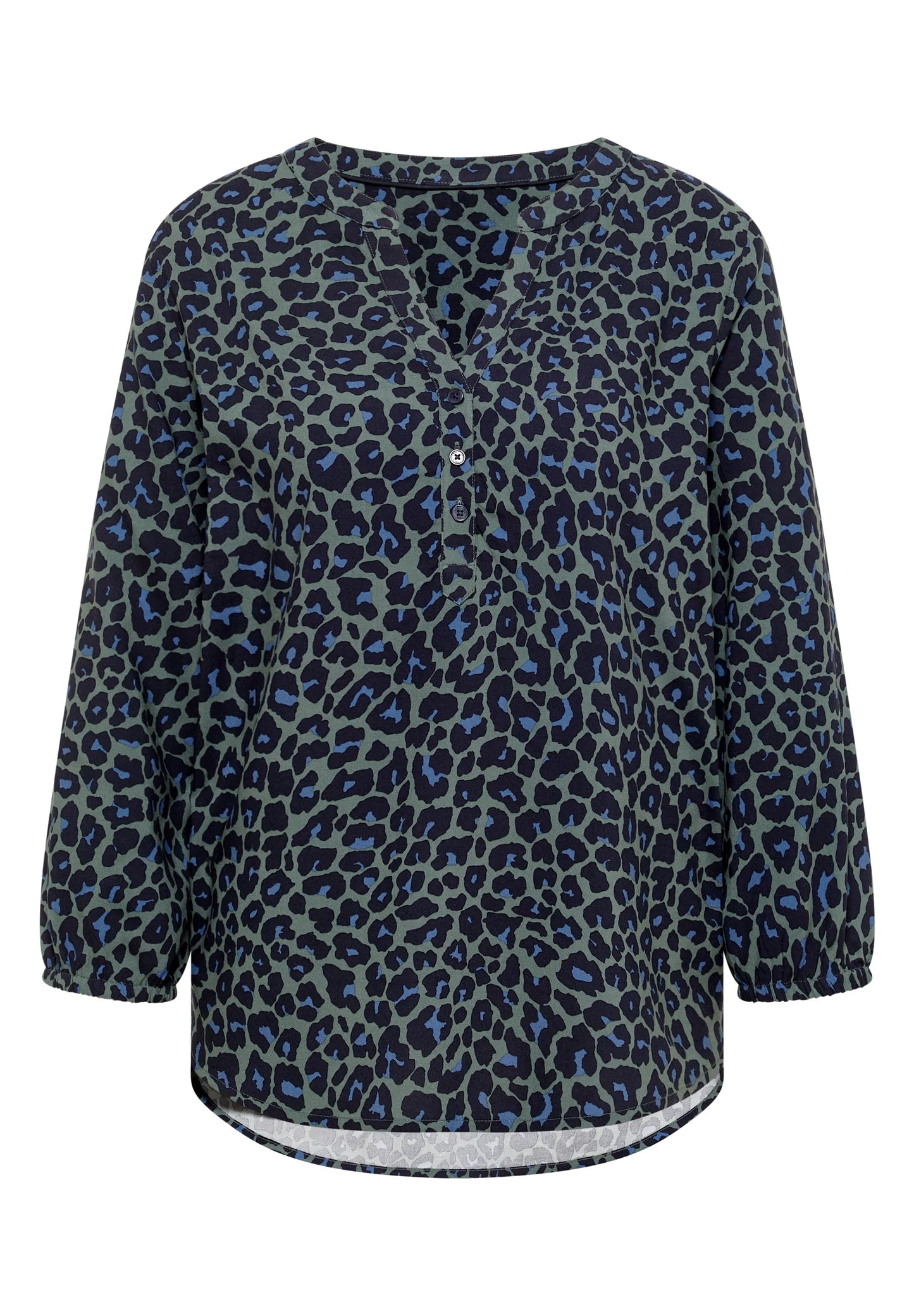 Cecil Damen 3/4-Arm Tunika Split Neck Leo-Muster