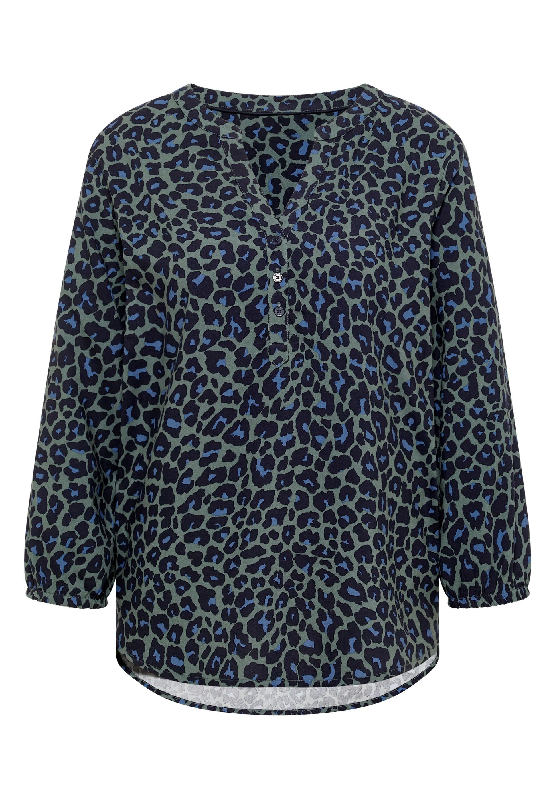 Cecil Damen 3/4-Arm Tunika Split Neck Leo-Muster