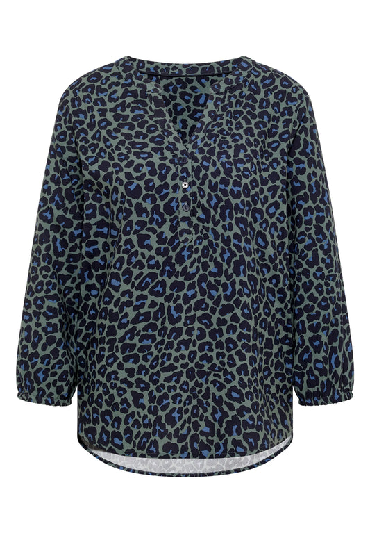 Cecil – Cecil Damen 3/4-Arm Tunika Split Neck Leo-Muster