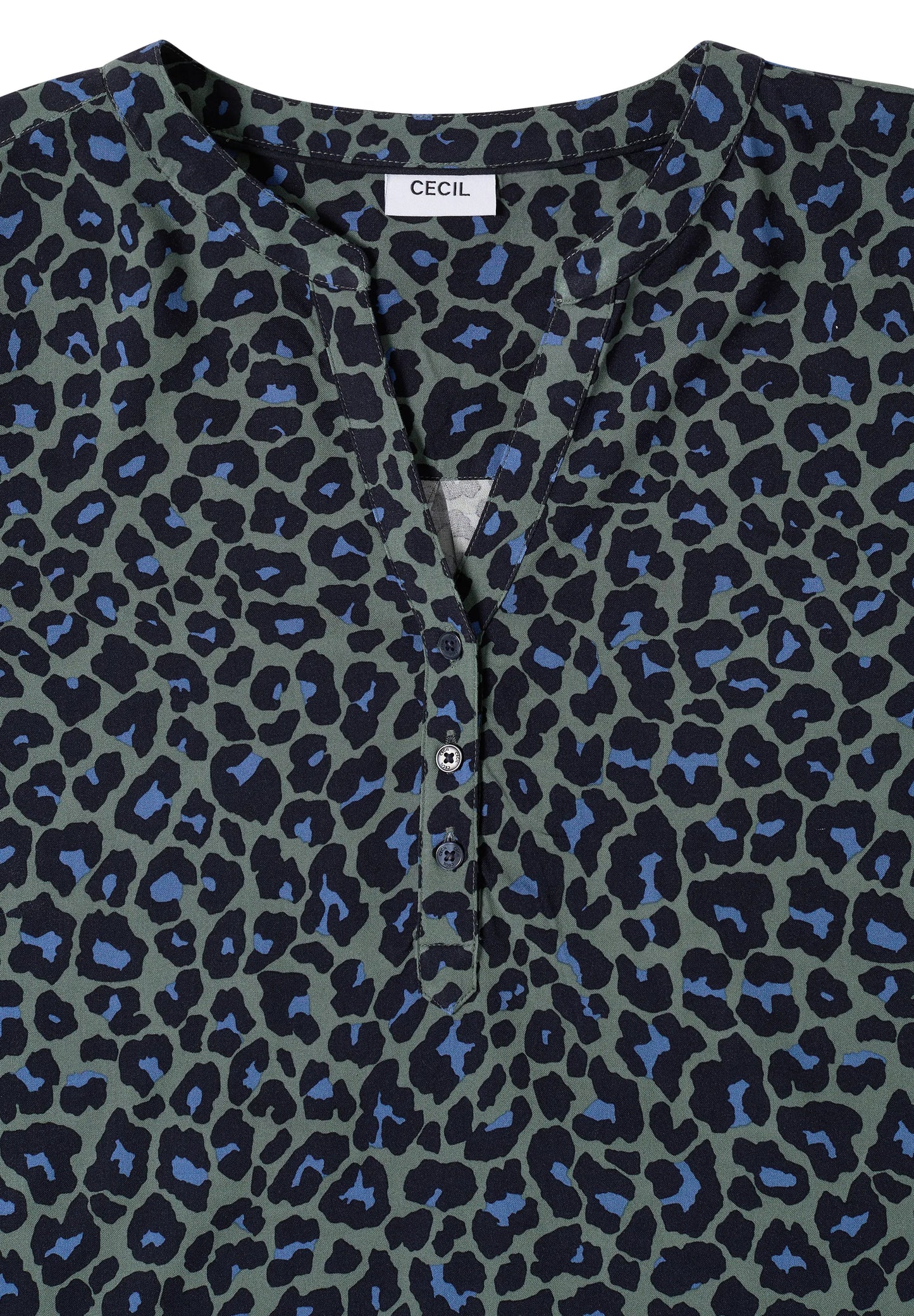 Cecil Damen 3/4-Arm Tunika Split Neck Leo-Muster