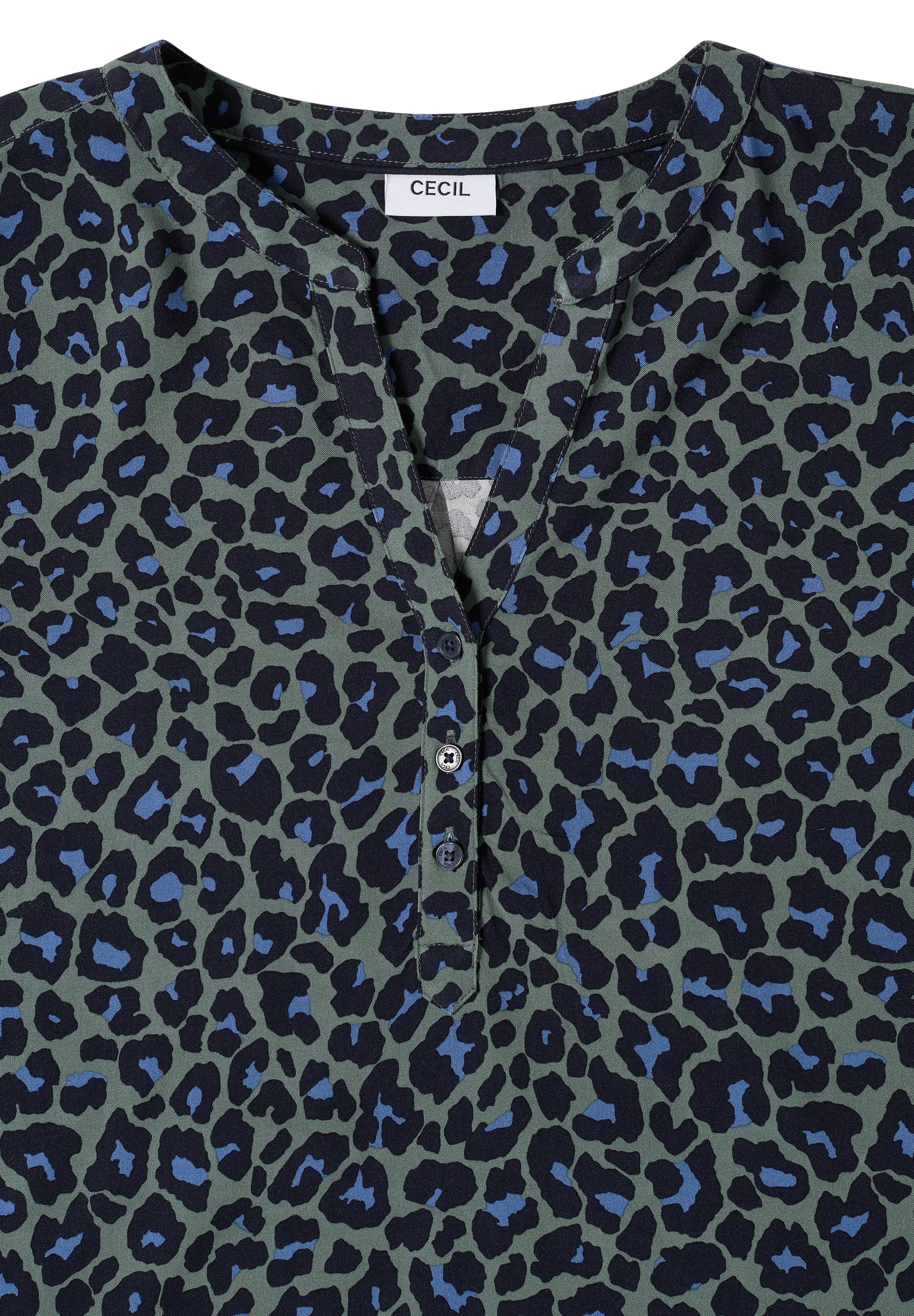 Cecil Damen 3/4-Arm Tunika Split Neck Leo-Muster