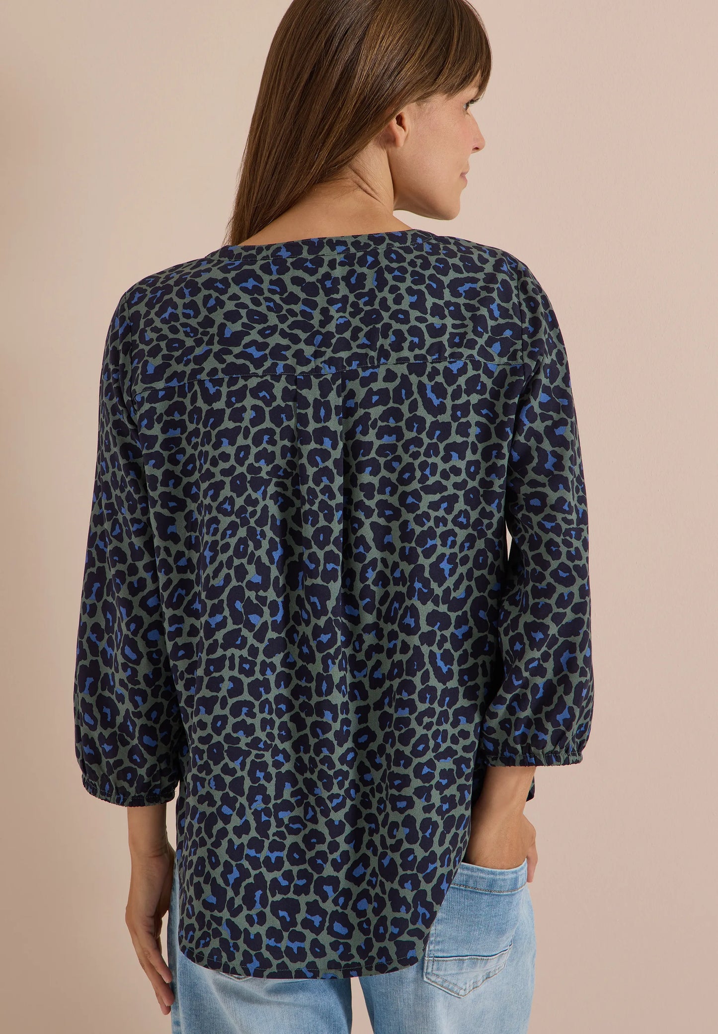 Cecil Damen 3/4-Arm Tunika Split Neck Leo-Muster