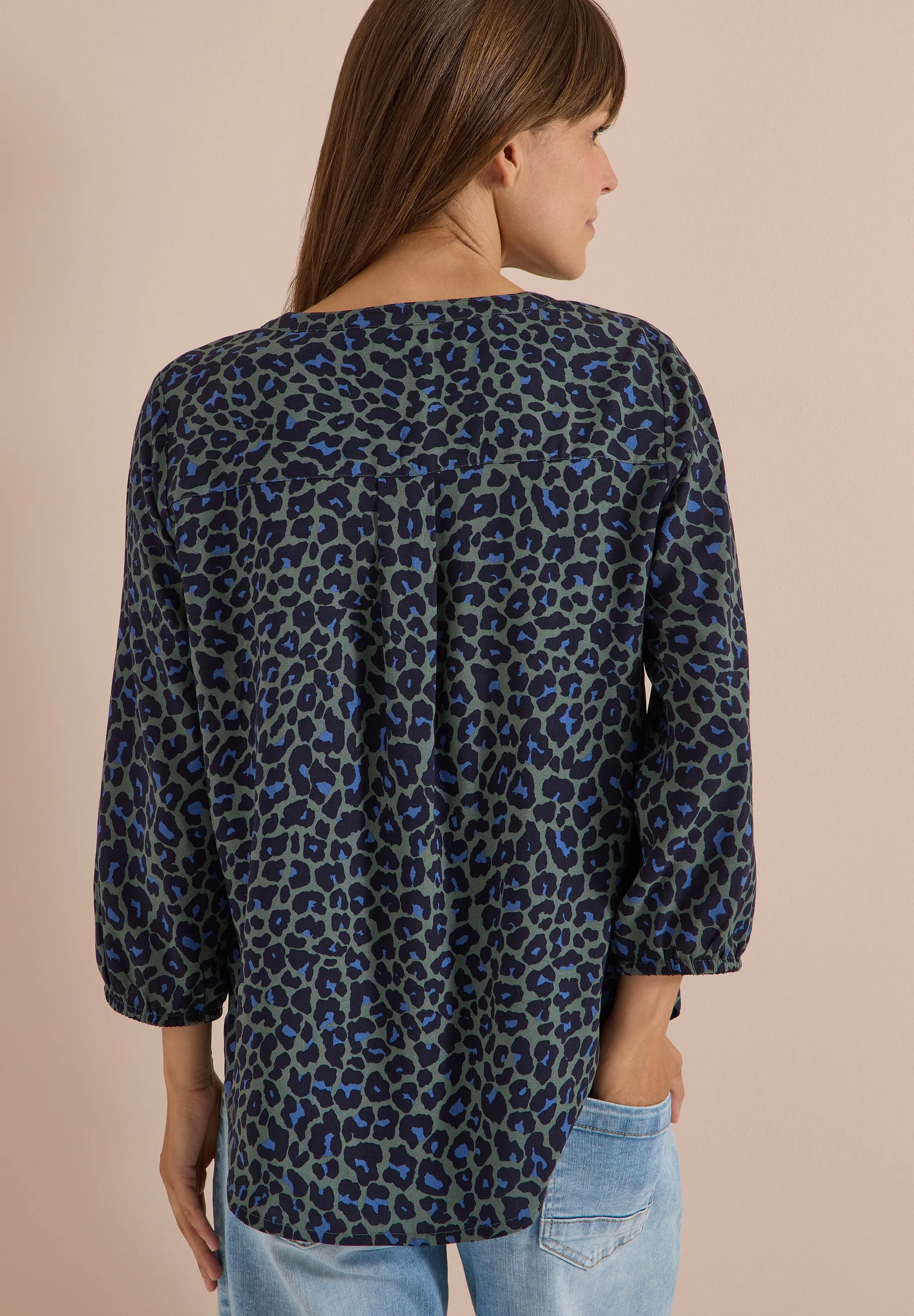 Cecil Damen 3/4-Arm Tunika Split Neck Leo-Muster