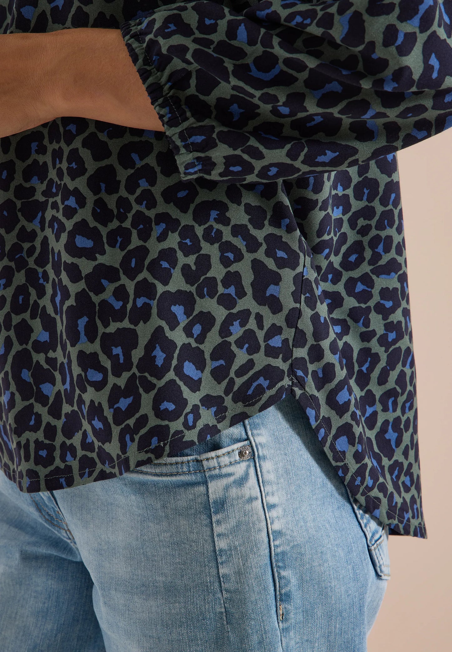 Cecil Damen 3/4-Arm Tunika Split Neck Leo-Muster