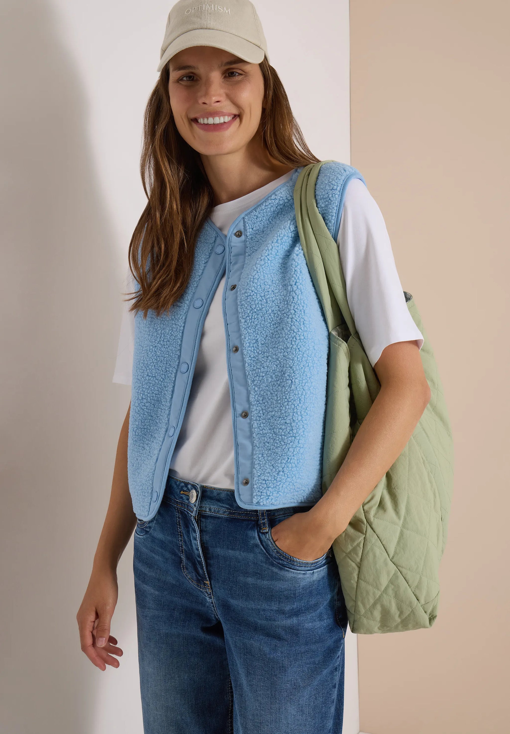 Cecil Damen Teddy-Weste mit Softshell-Details