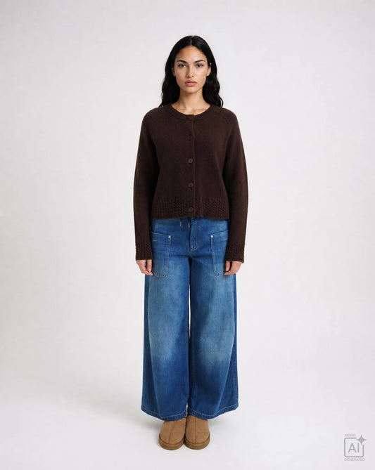 Smith&Soul Damen Strickjacke Raglan Cardigan Cable hem
