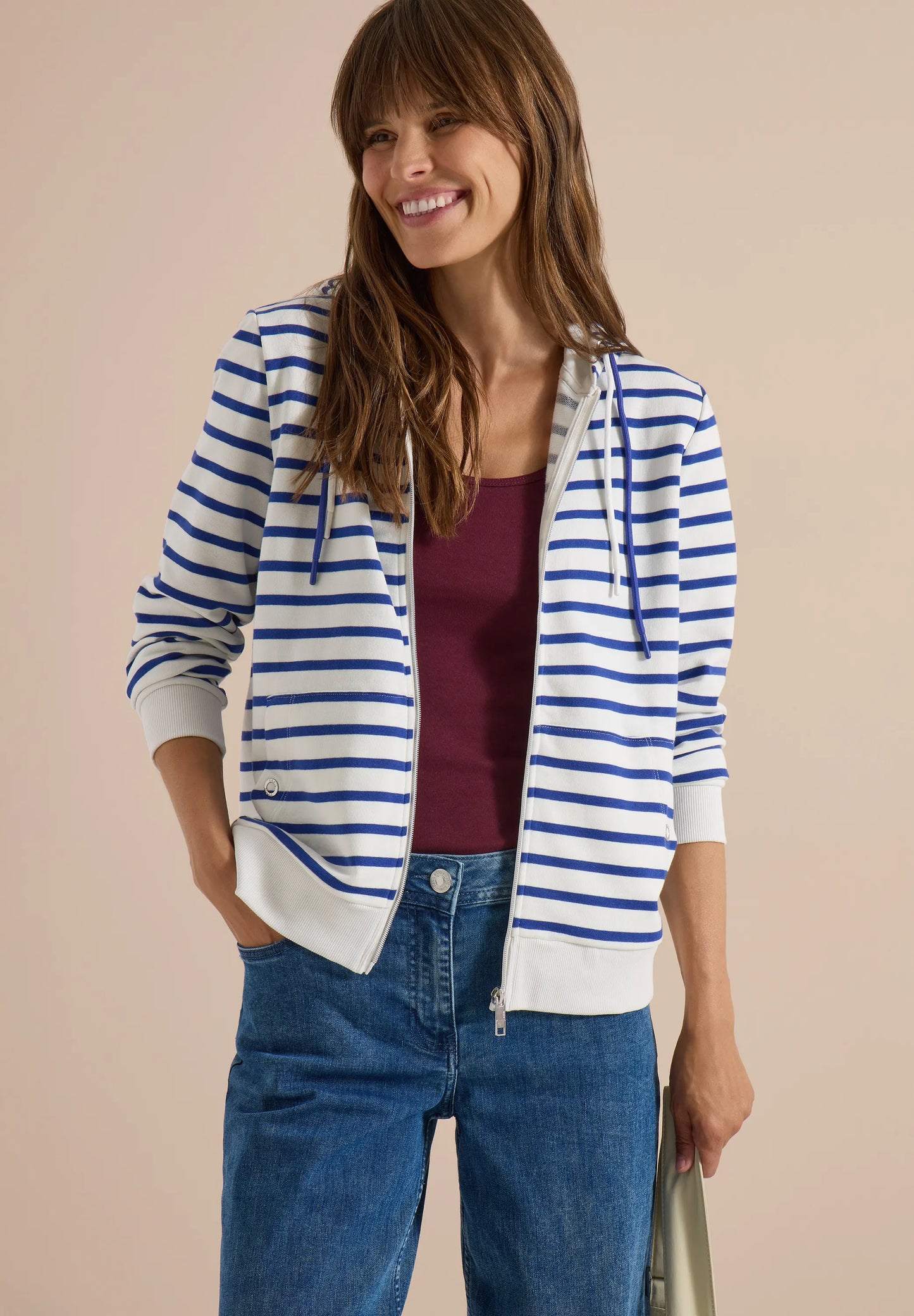 Cecil Damen Langarm Jacke mit Kapuze und Struktur