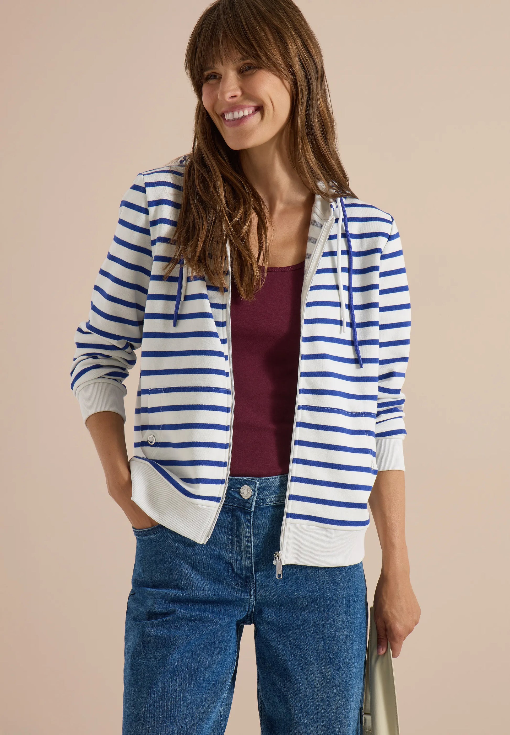 Cecil Damen Langarm Jacke mit Kapuze und Struktur