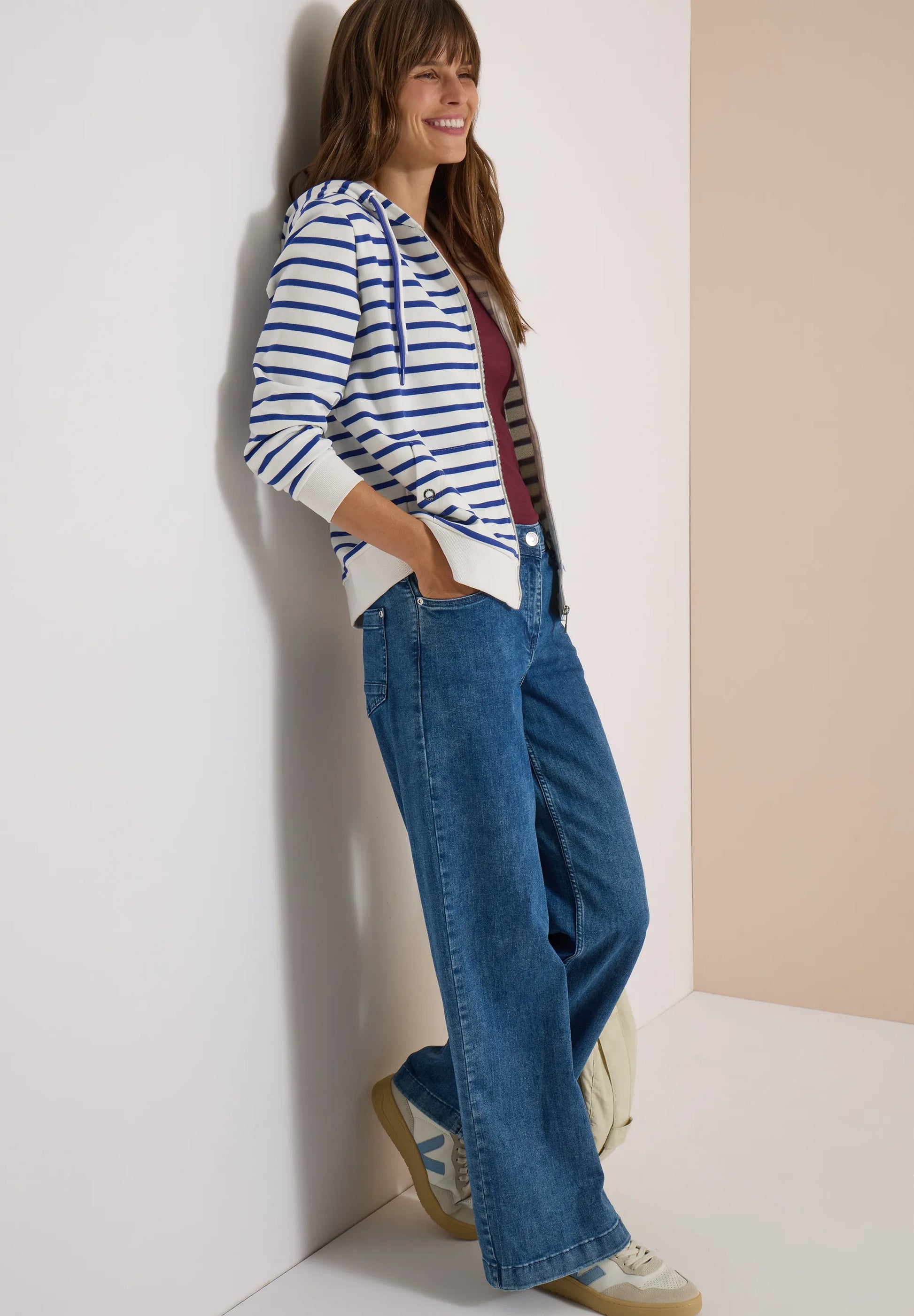 Cecil Damen Langarm Jacke mit Kapuze und Struktur