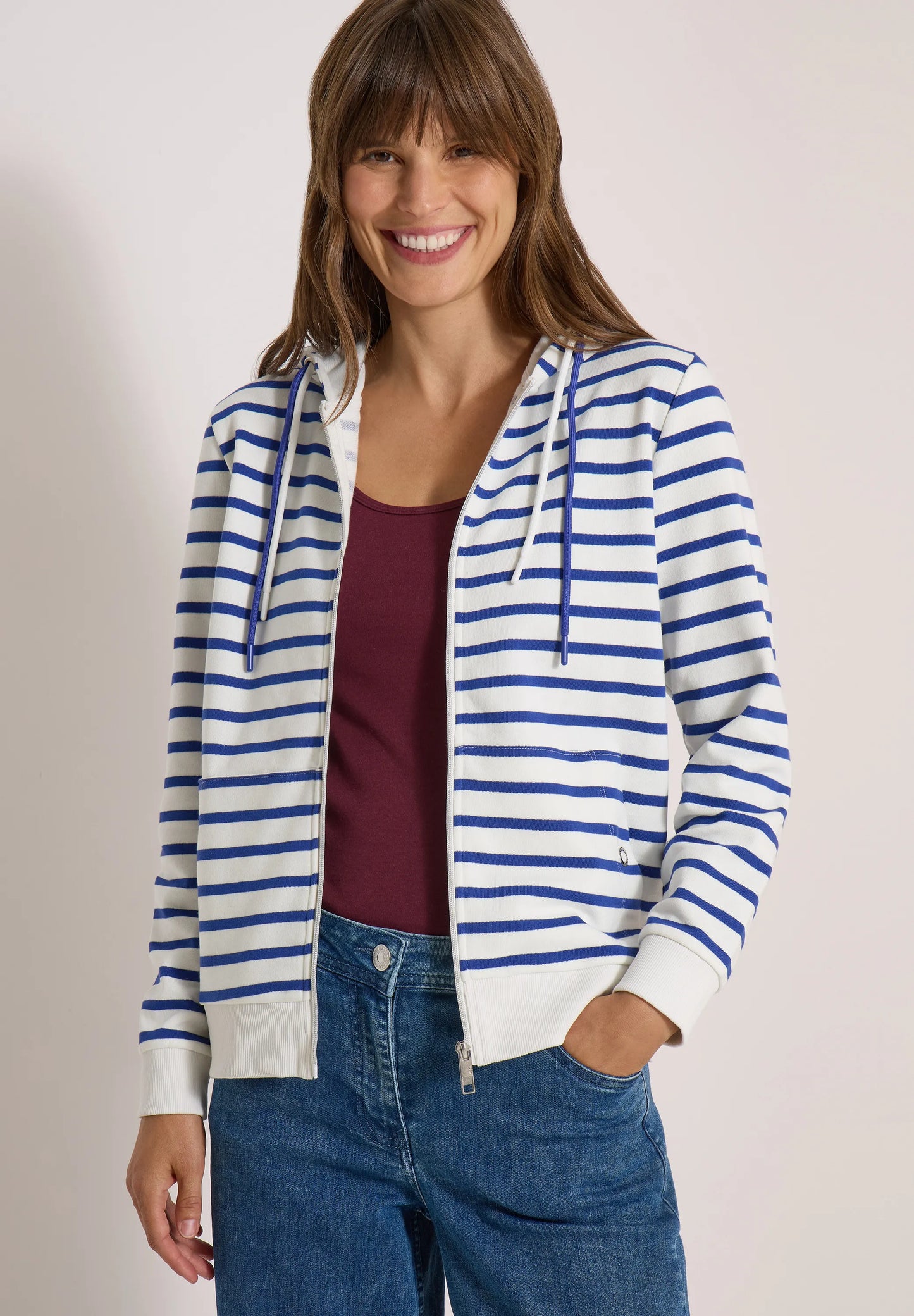 Cecil Damen Langarm Jacke mit Kapuze und Struktur