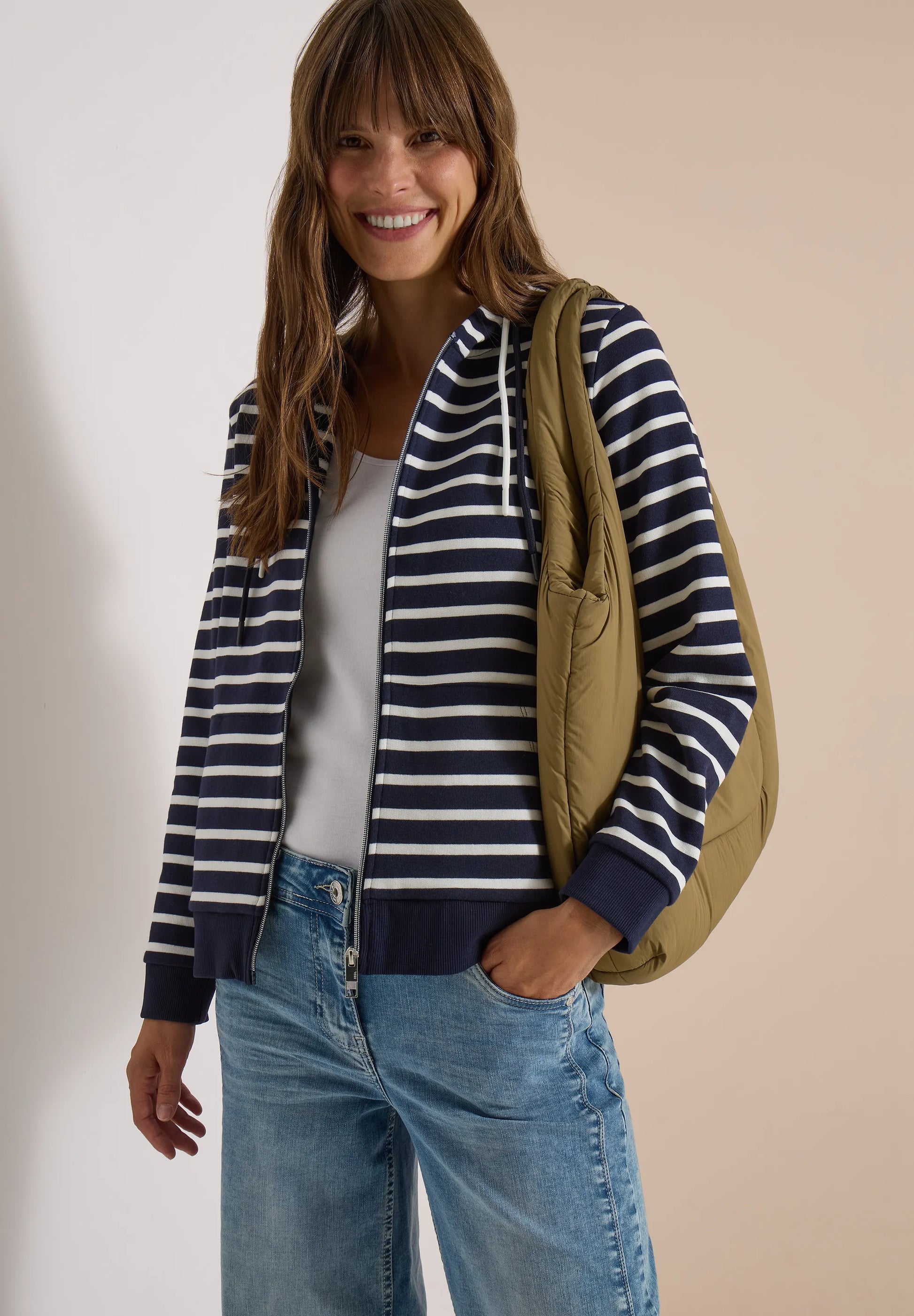 Cecil Damen Langarm Jacke mit Kapuze und Struktur