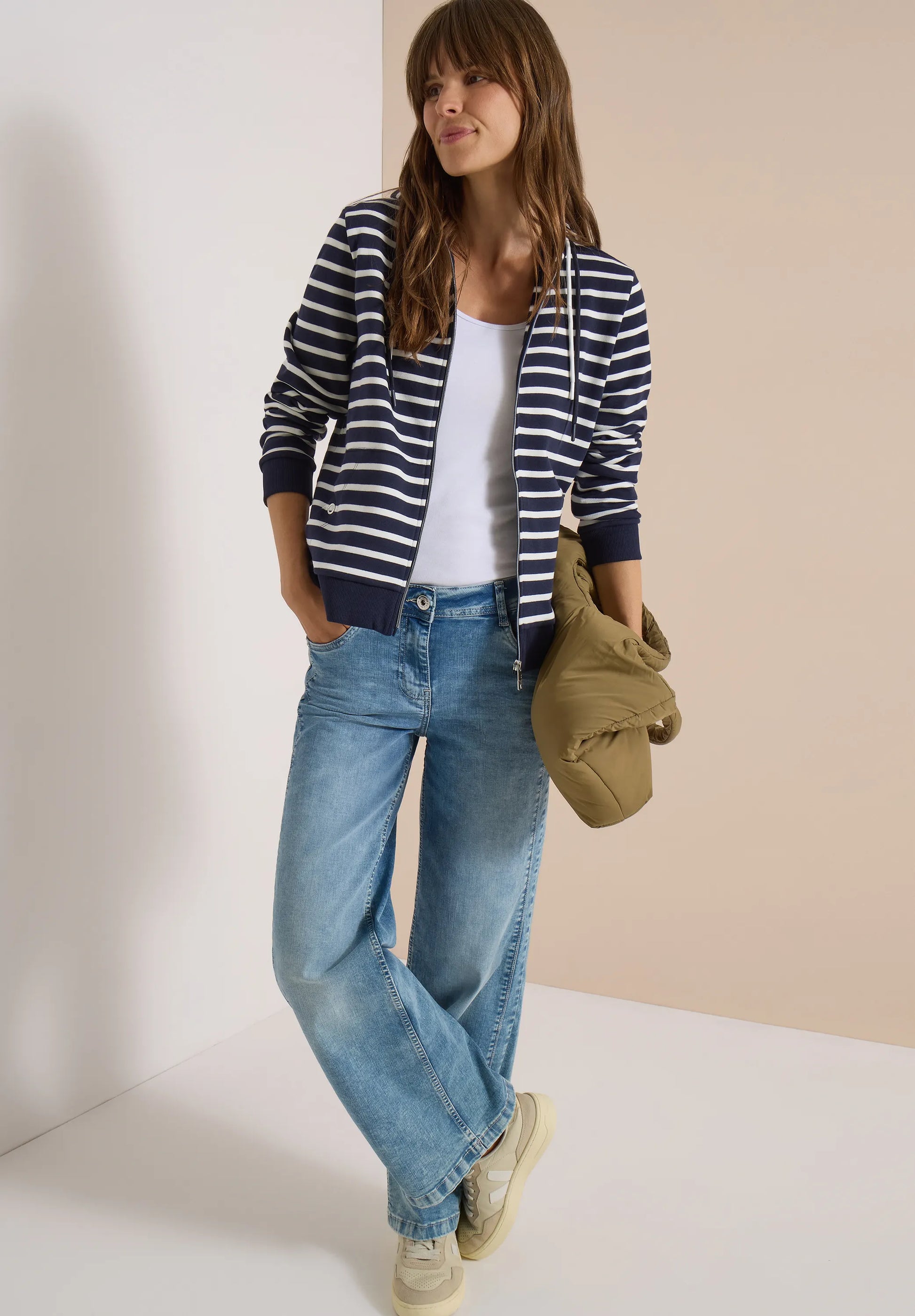 Cecil Damen Langarm Jacke mit Kapuze und Struktur
