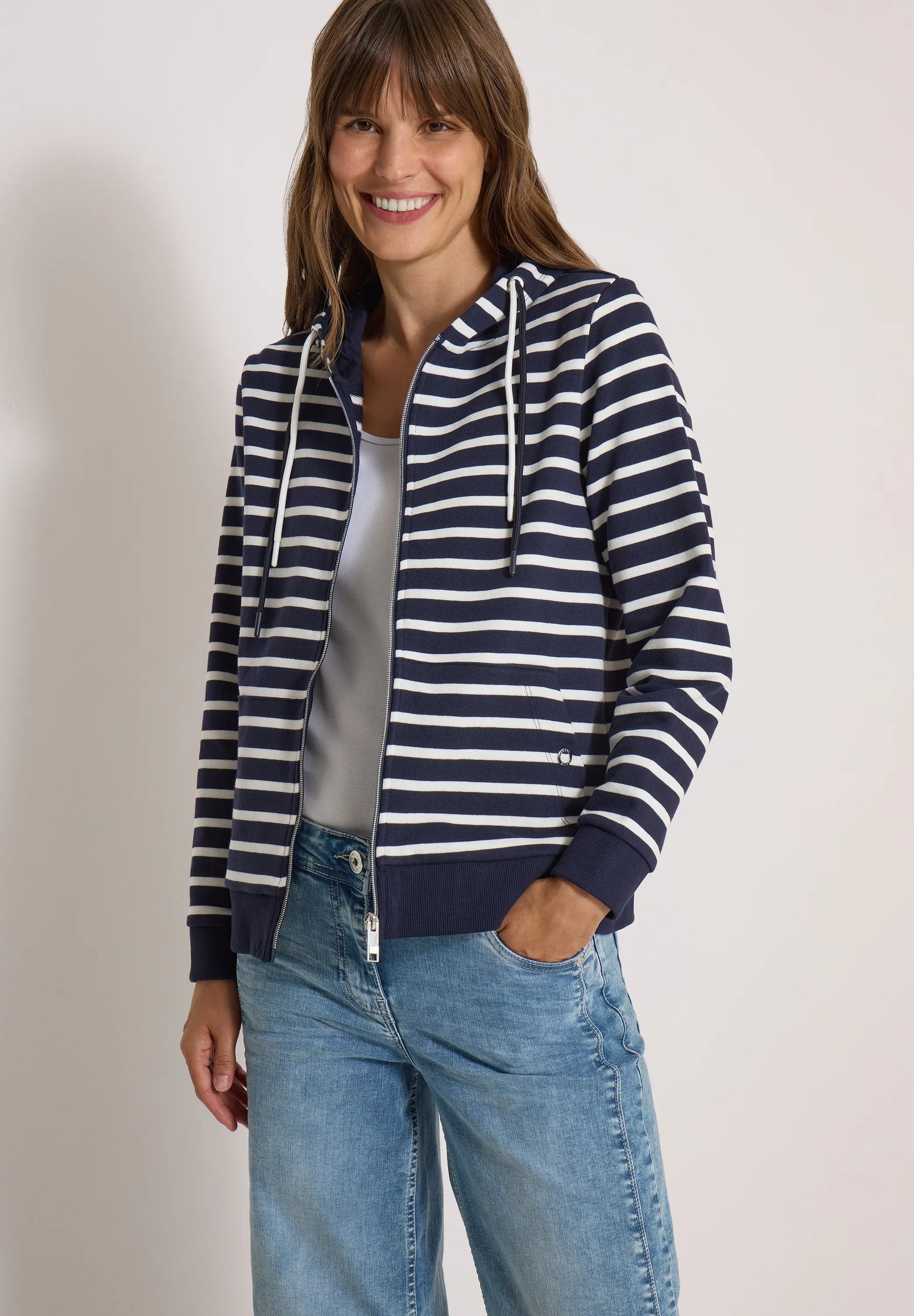 Cecil Damen Langarm Jacke mit Kapuze und Struktur