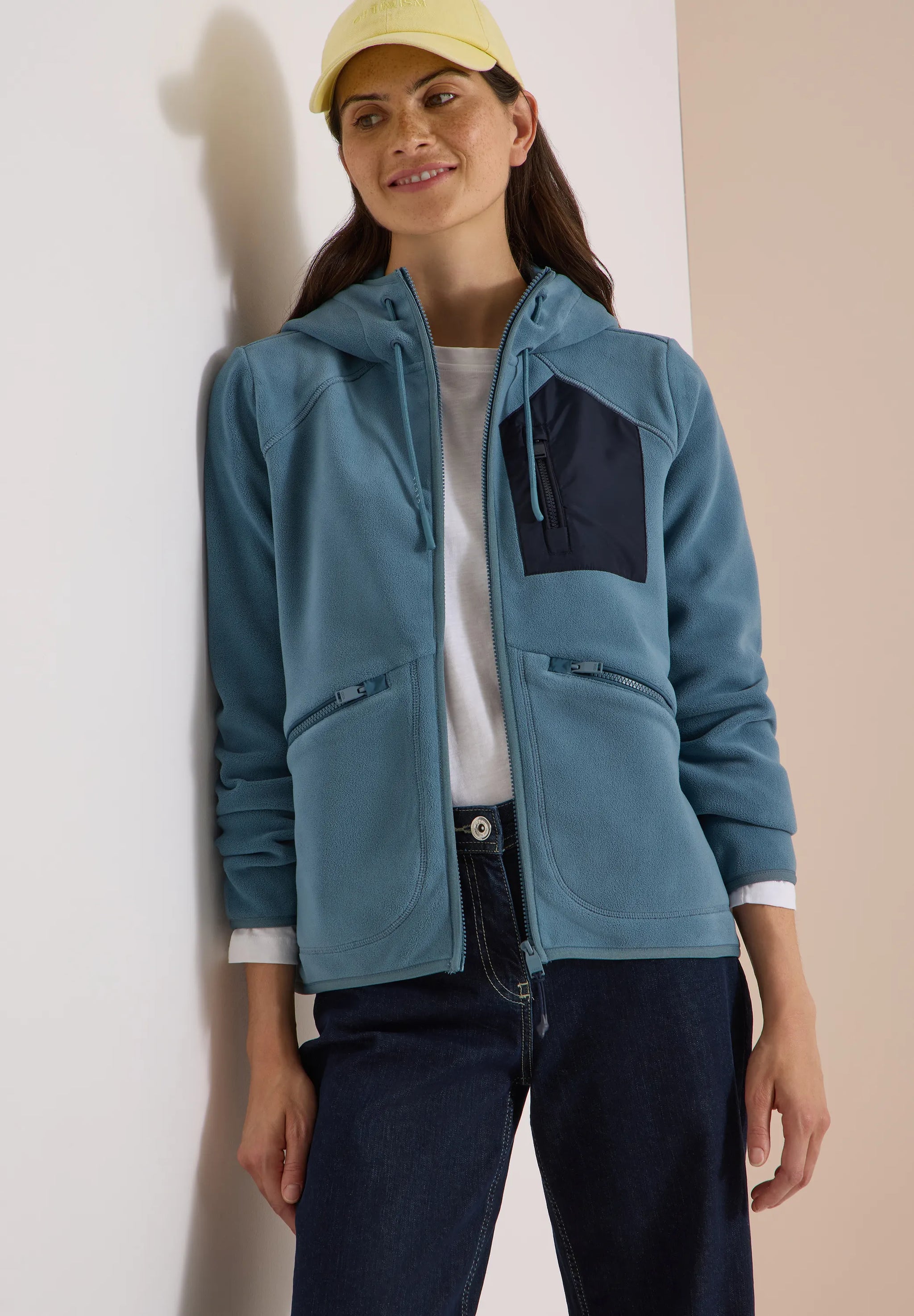 Cecil Damen Jacke aus Fleece mit Kapuze
