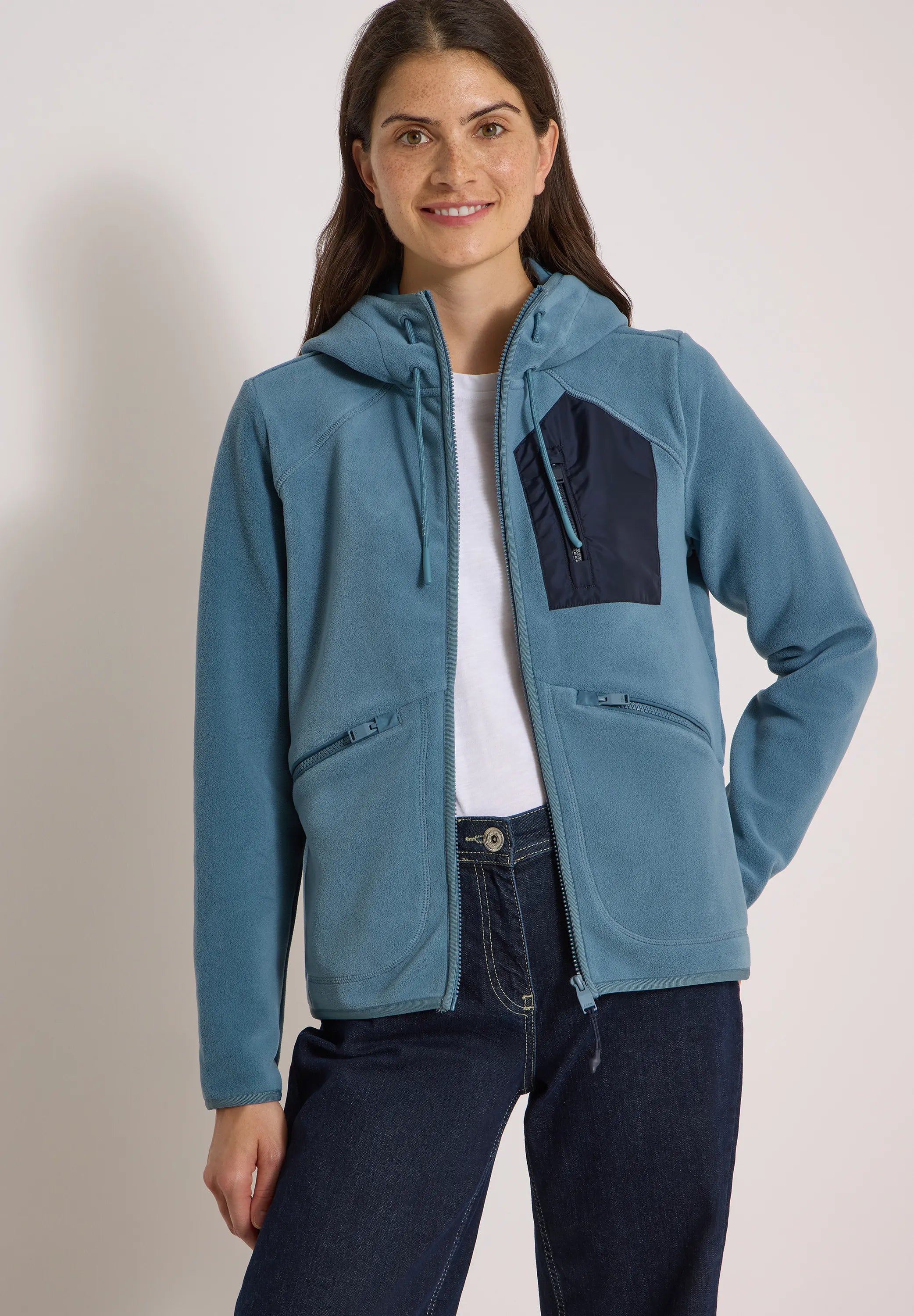 Cecil Damen Jacke aus Fleece mit Kapuze